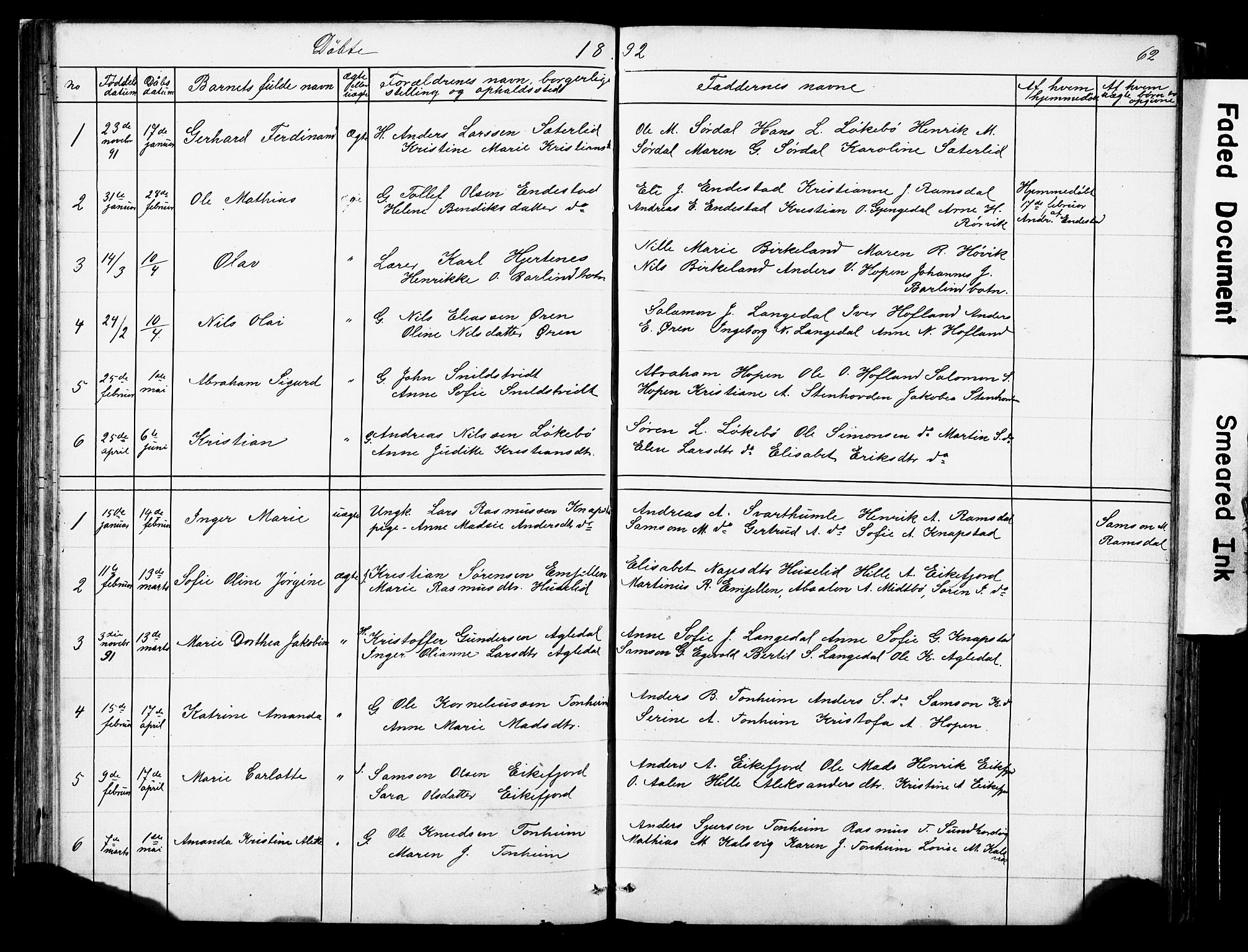 Kinn sokneprestembete, AV/SAB-A-80801/H/Hab/Habe/L0001: Parish register (copy) no. E 1, 1864-1899, p. 62