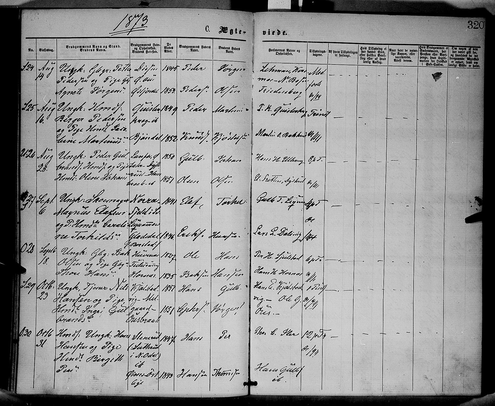 Sør-Odal prestekontor, AV/SAH-PREST-030/H/Ha/Haa/L0004: Parish register (official) no. 4, 1870-1875, p. 320