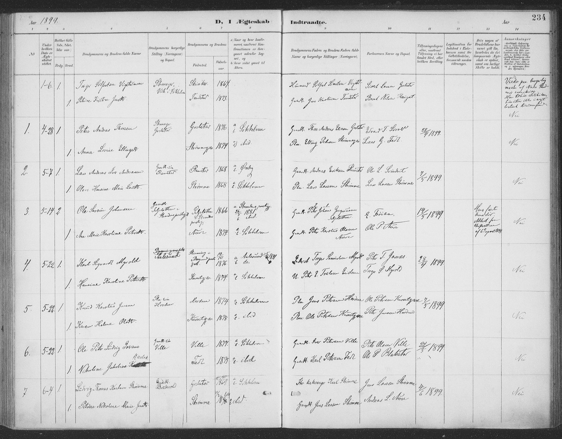 Ministerialprotokoller, klokkerbøker og fødselsregistre - Møre og Romsdal, AV/SAT-A-1454/523/L0335: Parish register (official) no. 523A02, 1891-1911, p. 234