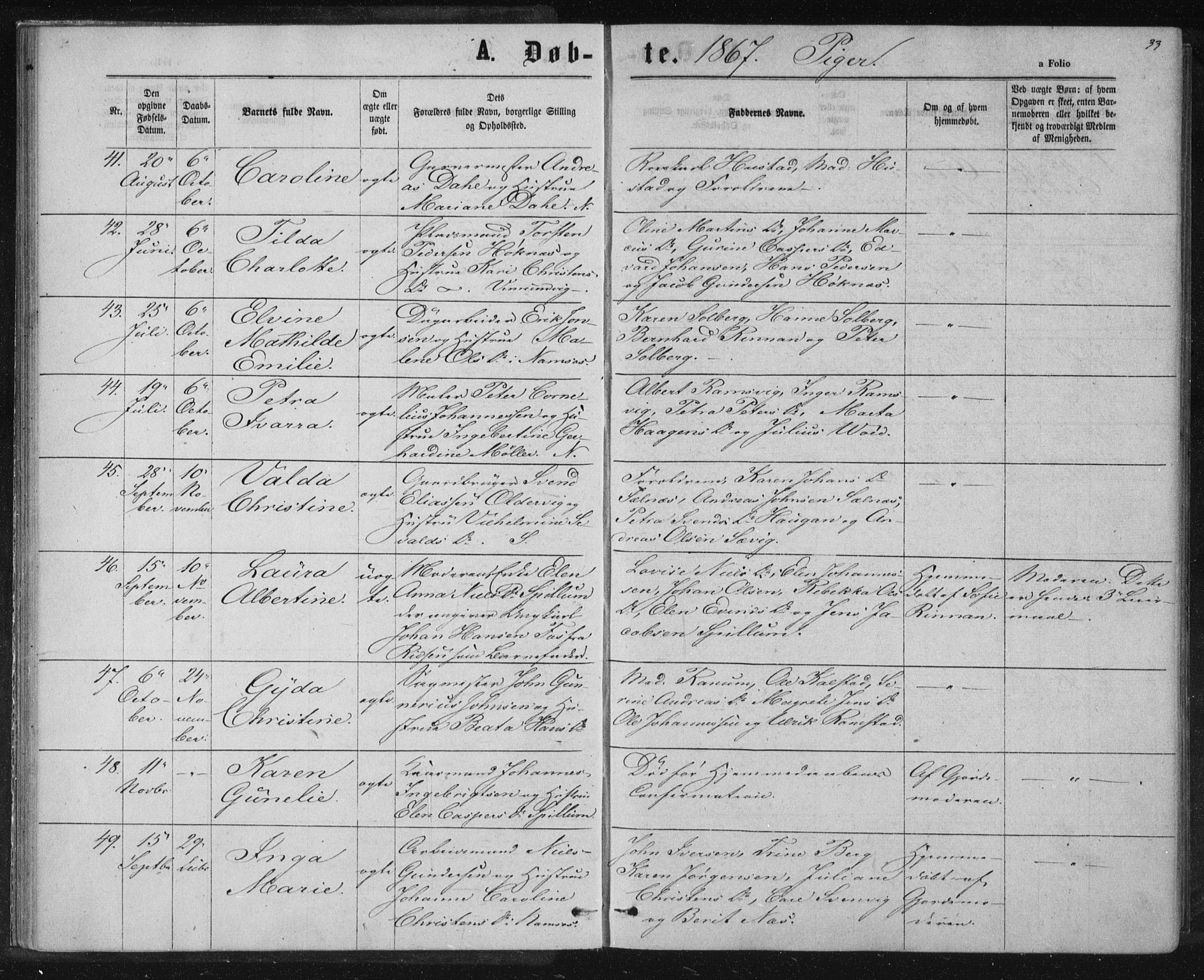 Ministerialprotokoller, klokkerbøker og fødselsregistre - Nord-Trøndelag, SAT/A-1458/768/L0570: Parish register (official) no. 768A05, 1865-1874, p. 33