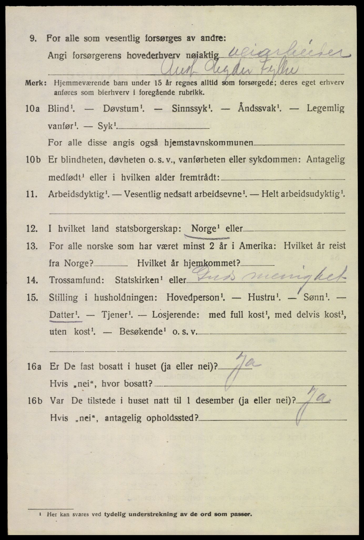 SAK, 1920 census for Vegårshei, 1920, p. 3729