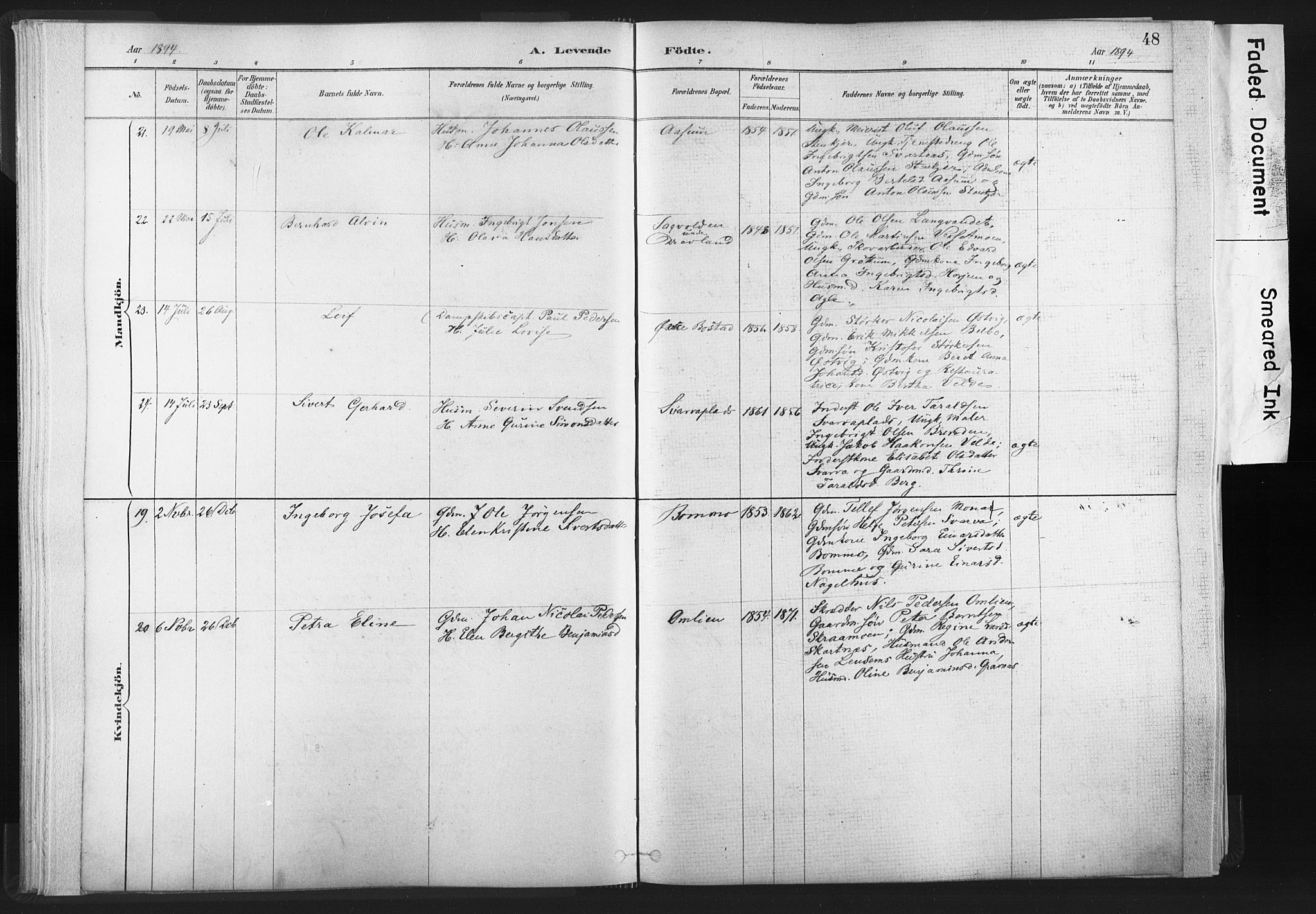 Ministerialprotokoller, klokkerbøker og fødselsregistre - Nord-Trøndelag, SAT/A-1458/749/L0474: Parish register (official) no. 749A08, 1887-1903, p. 48