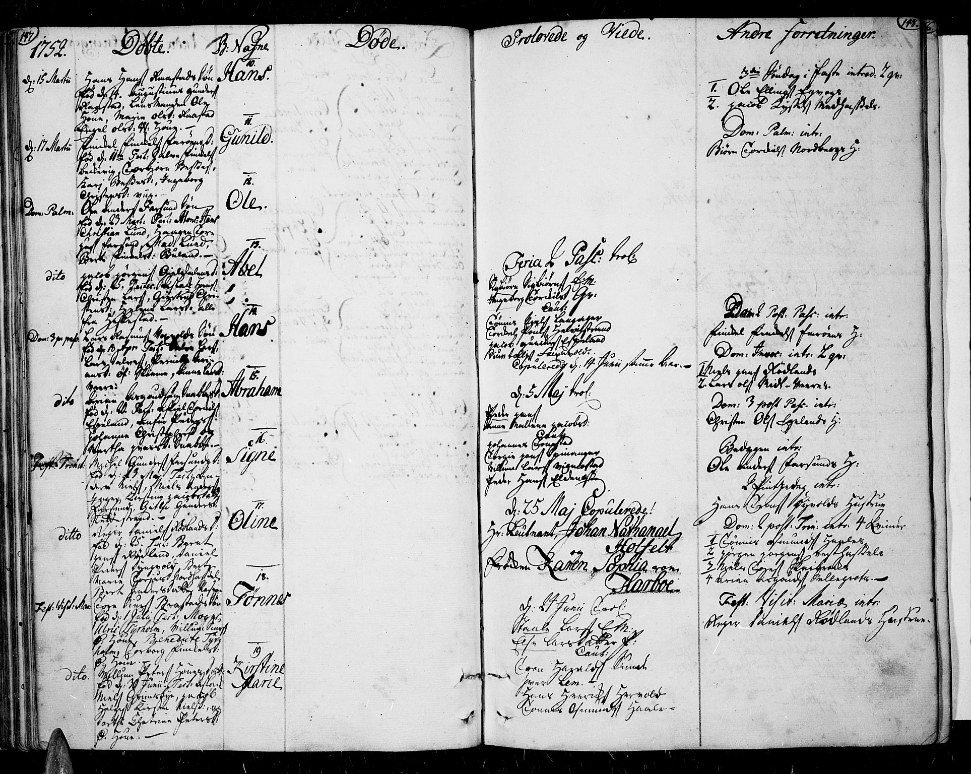 Lista sokneprestkontor, AV/SAK-1111-0027/F/Fa/L0003: Parish register (official) no. A 3 /1, 1743-1767, p. 147-148