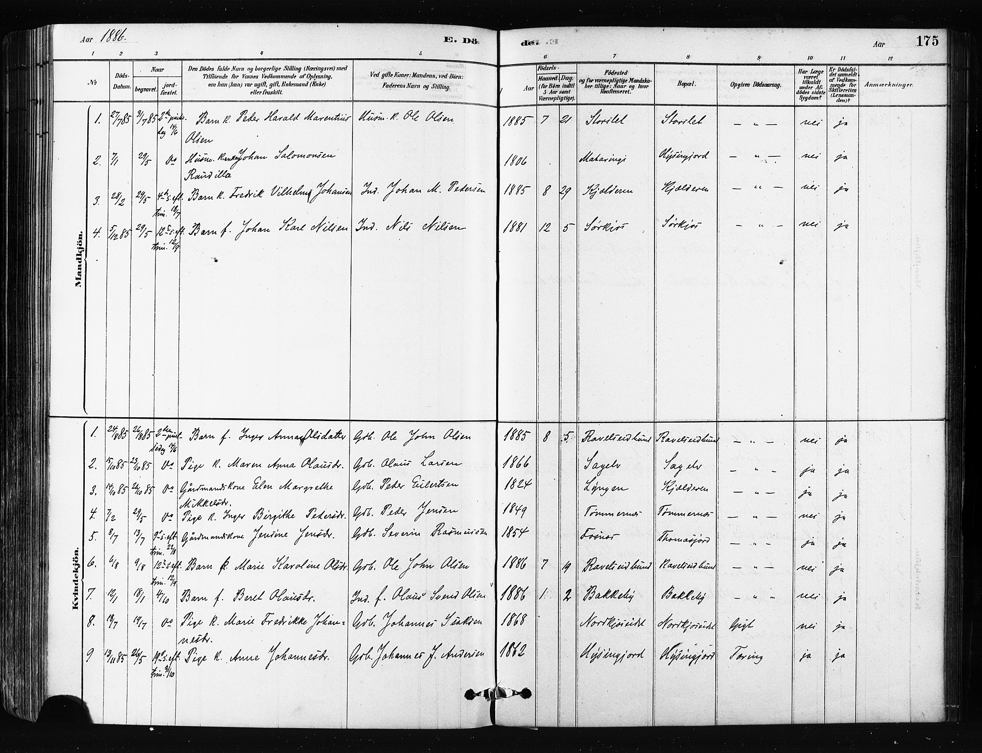 Skjervøy sokneprestkontor, AV/SATØ-S-1300/H/Ha/Haa/L0014kirke: Parish register (official) no. 14, 1878-1894, p. 175