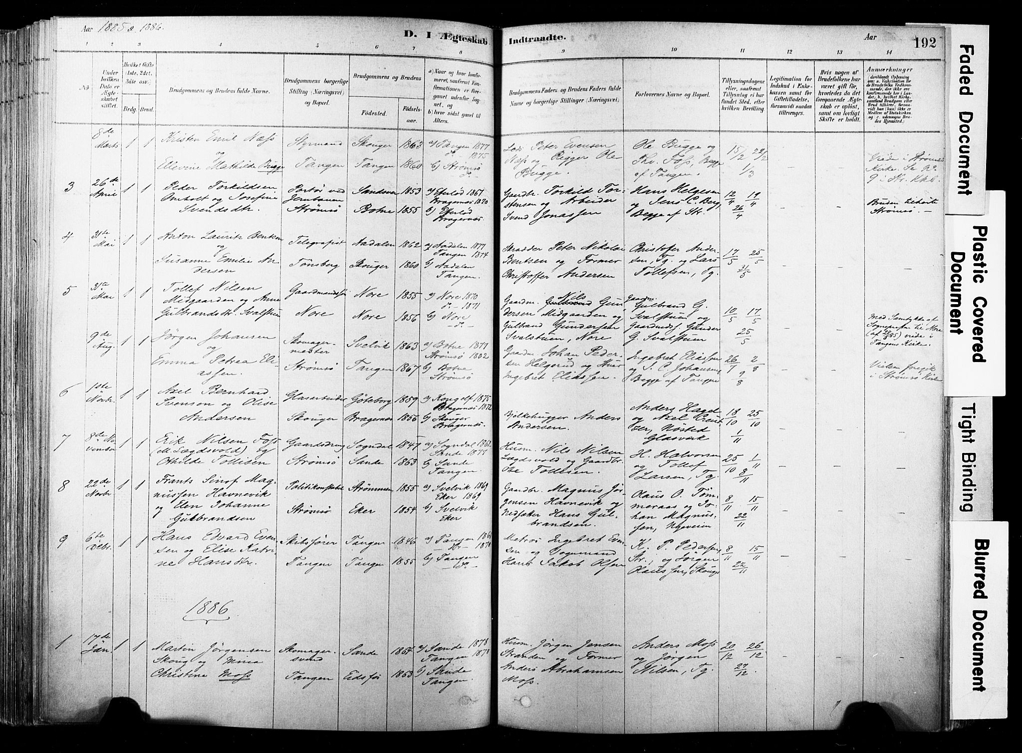Strømsø kirkebøker, SAKO/A-246/F/Fb/L0006: Parish register (official) no. II 6, 1879-1910, p. 192