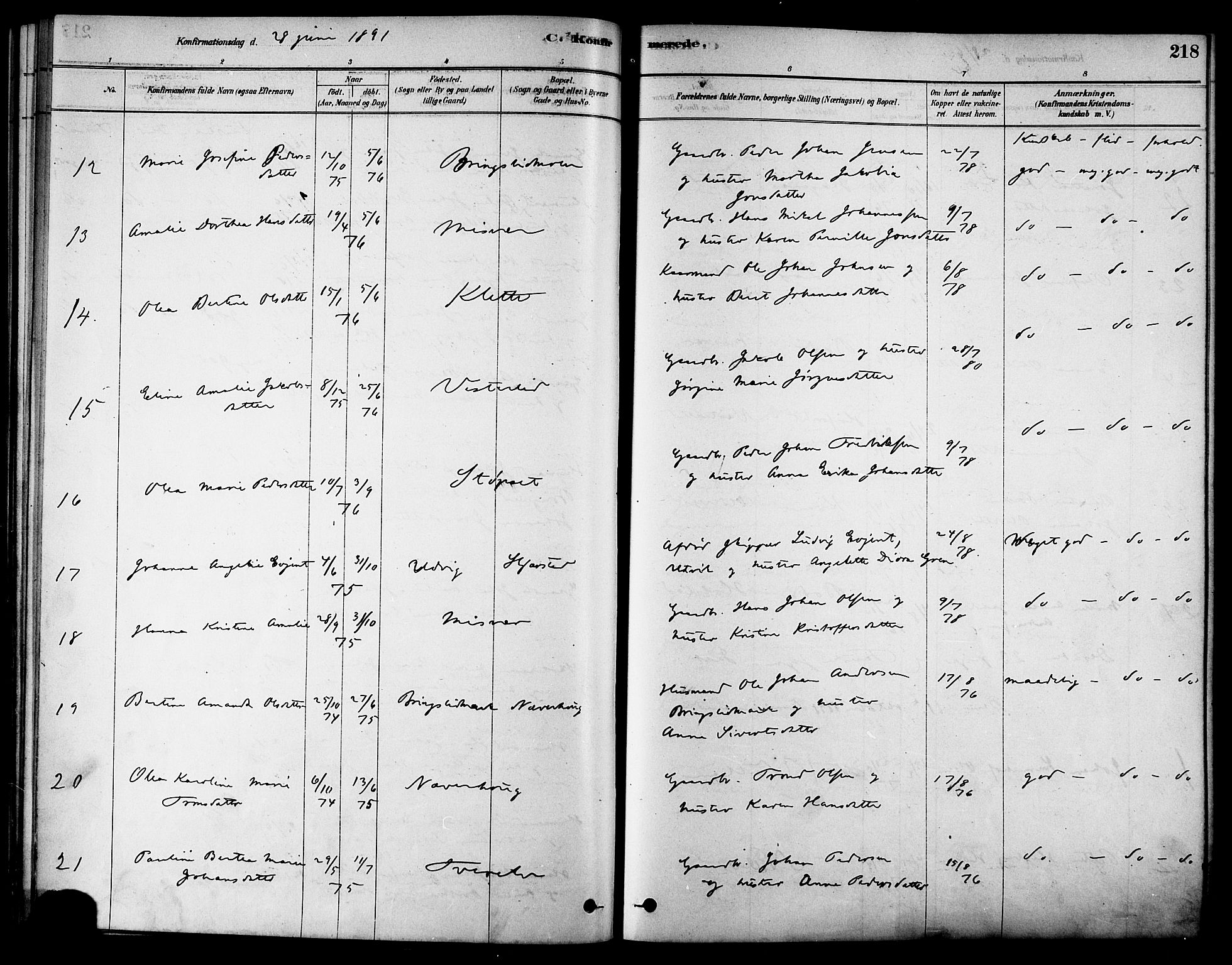 Ministerialprotokoller, klokkerbøker og fødselsregistre - Nordland, SAT/A-1459/852/L0740: Parish register (official) no. 852A10, 1878-1894, p. 218