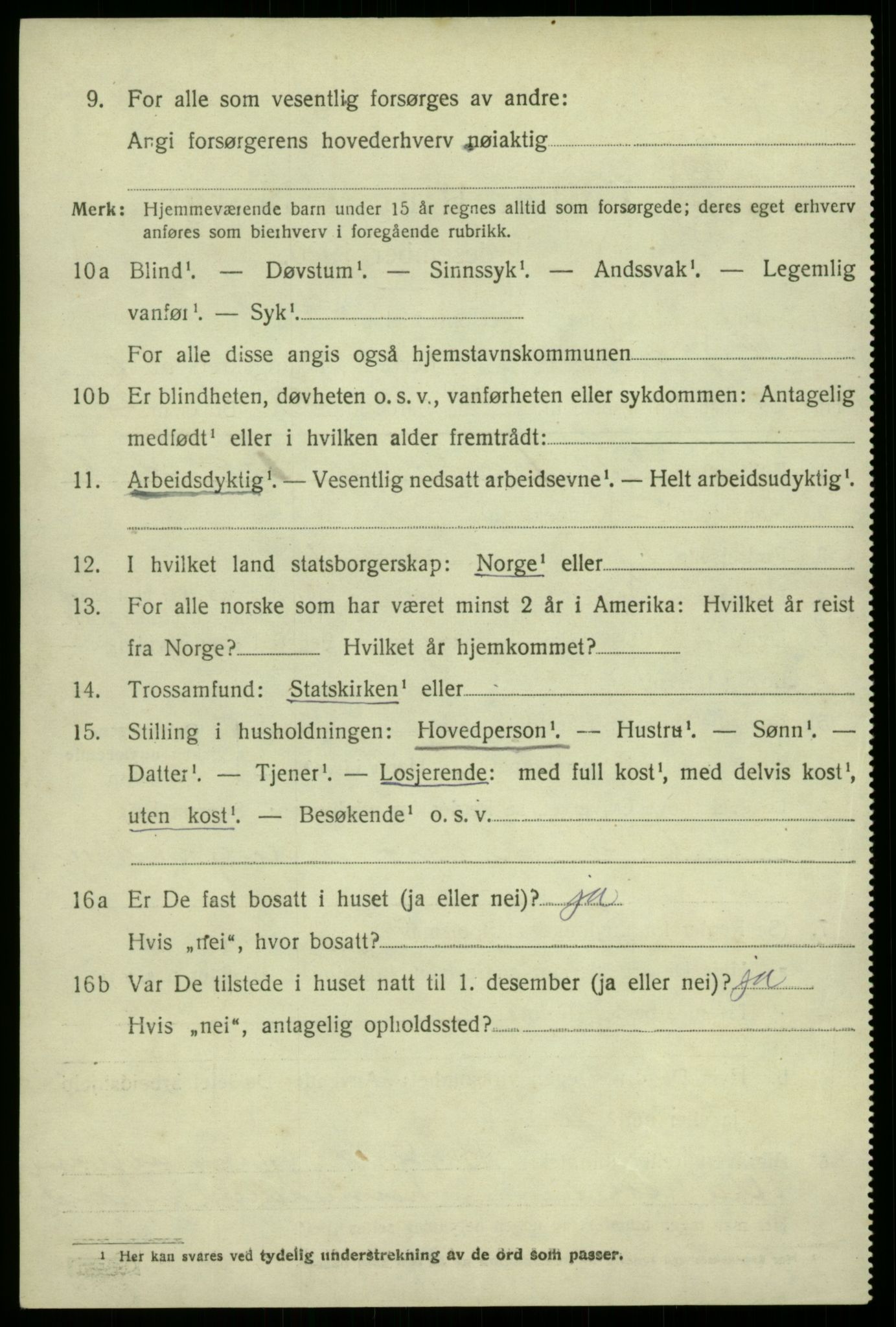 SAB, 1920 census for Granvin, 1920, p. 2525