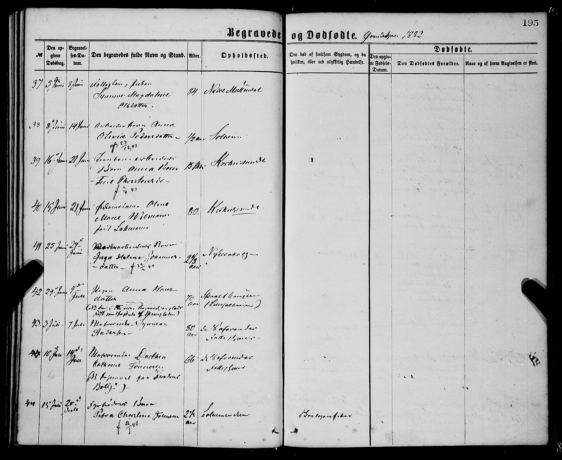 St. Jørgens hospital og Årstad sokneprestembete, AV/SAB-A-99934: Parish register (official) no. A 11, 1864-1886, p. 195