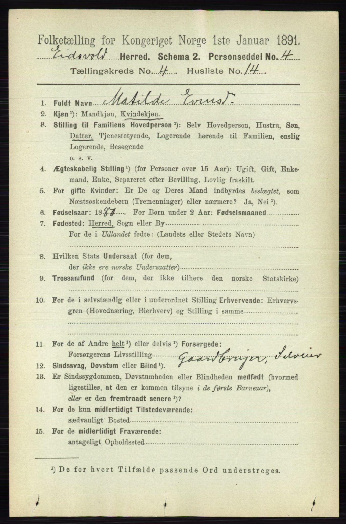 RA, 1891 census for 0237 Eidsvoll, 1891, p. 2204