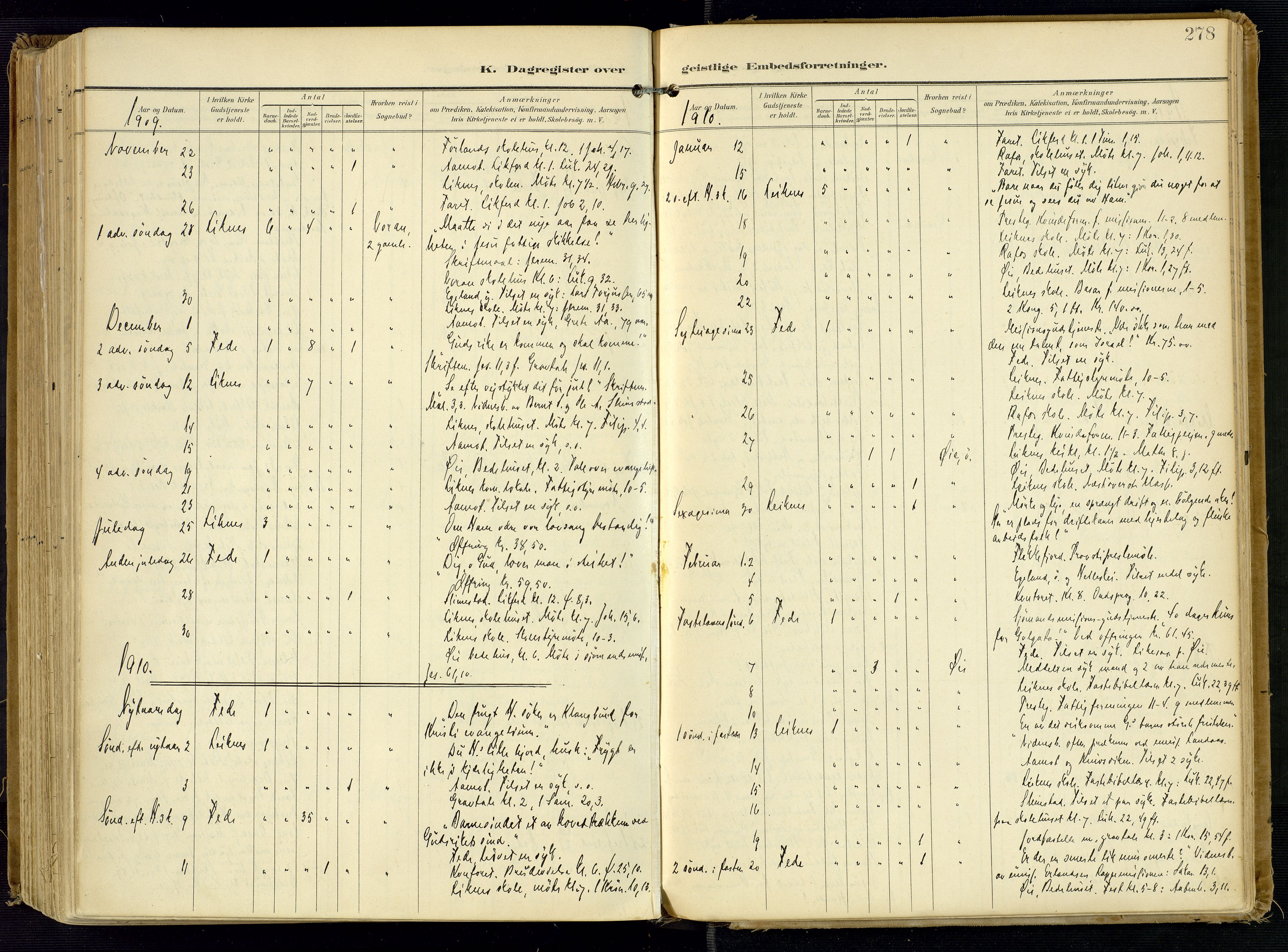 Kvinesdal sokneprestkontor, SAK/1111-0026/F/Fa/Fab/L0009: Parish register (official) no. A 9, 1898-1915, p. 278