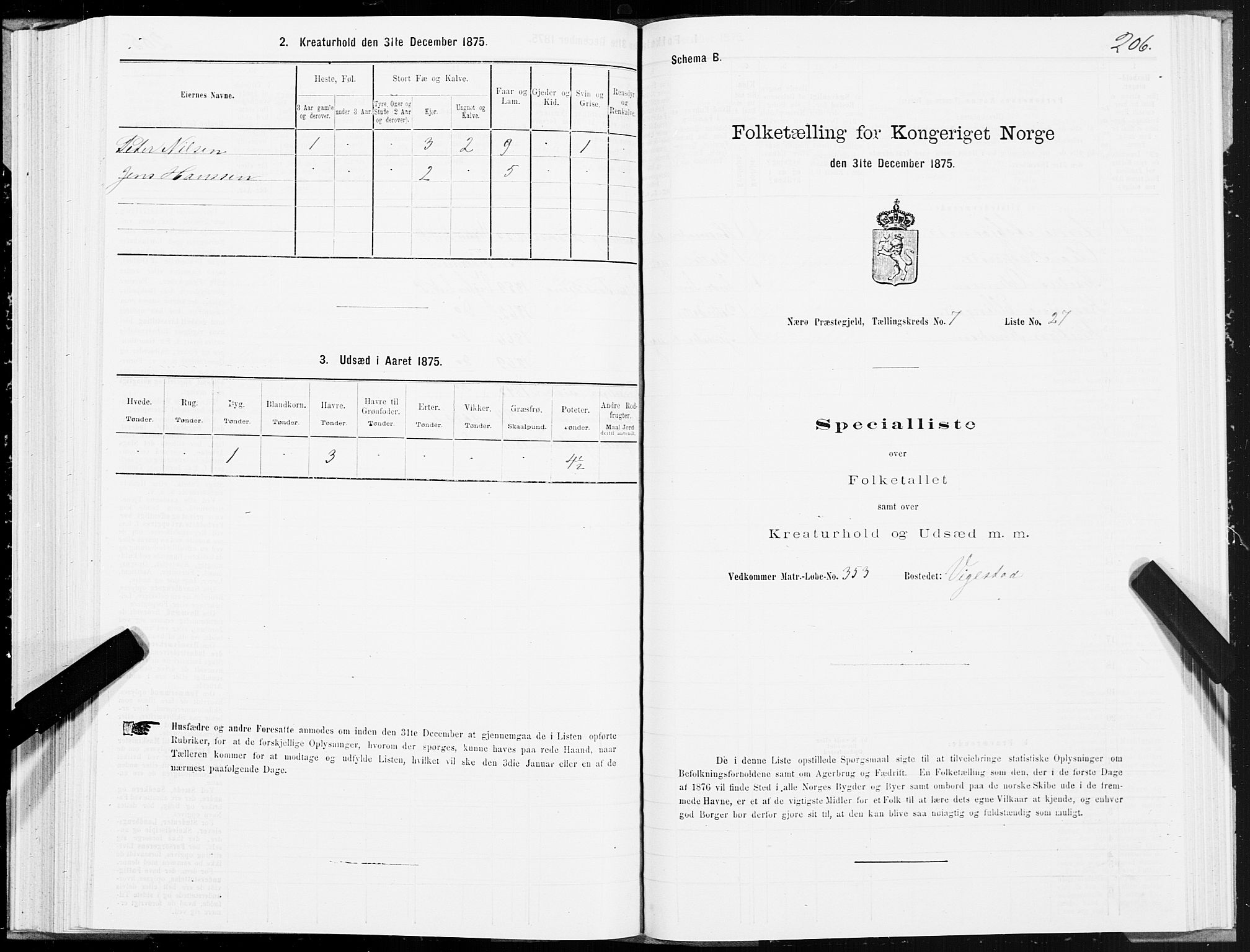 SAT, 1875 census for 1751P Nærøy, 1875, p. 3206