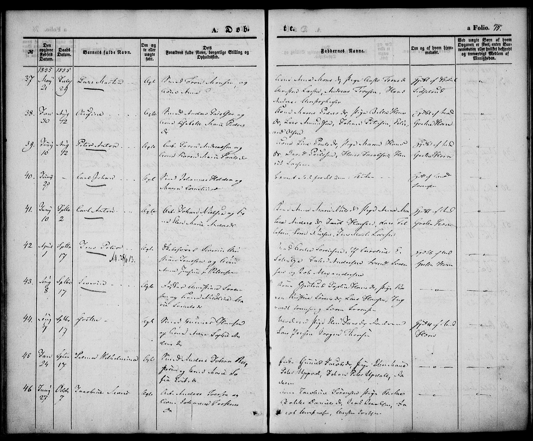 Larvik kirkebøker, SAKO/A-352/F/Fb/L0003: Parish register (official) no. II 3, 1842-1856, p. 75