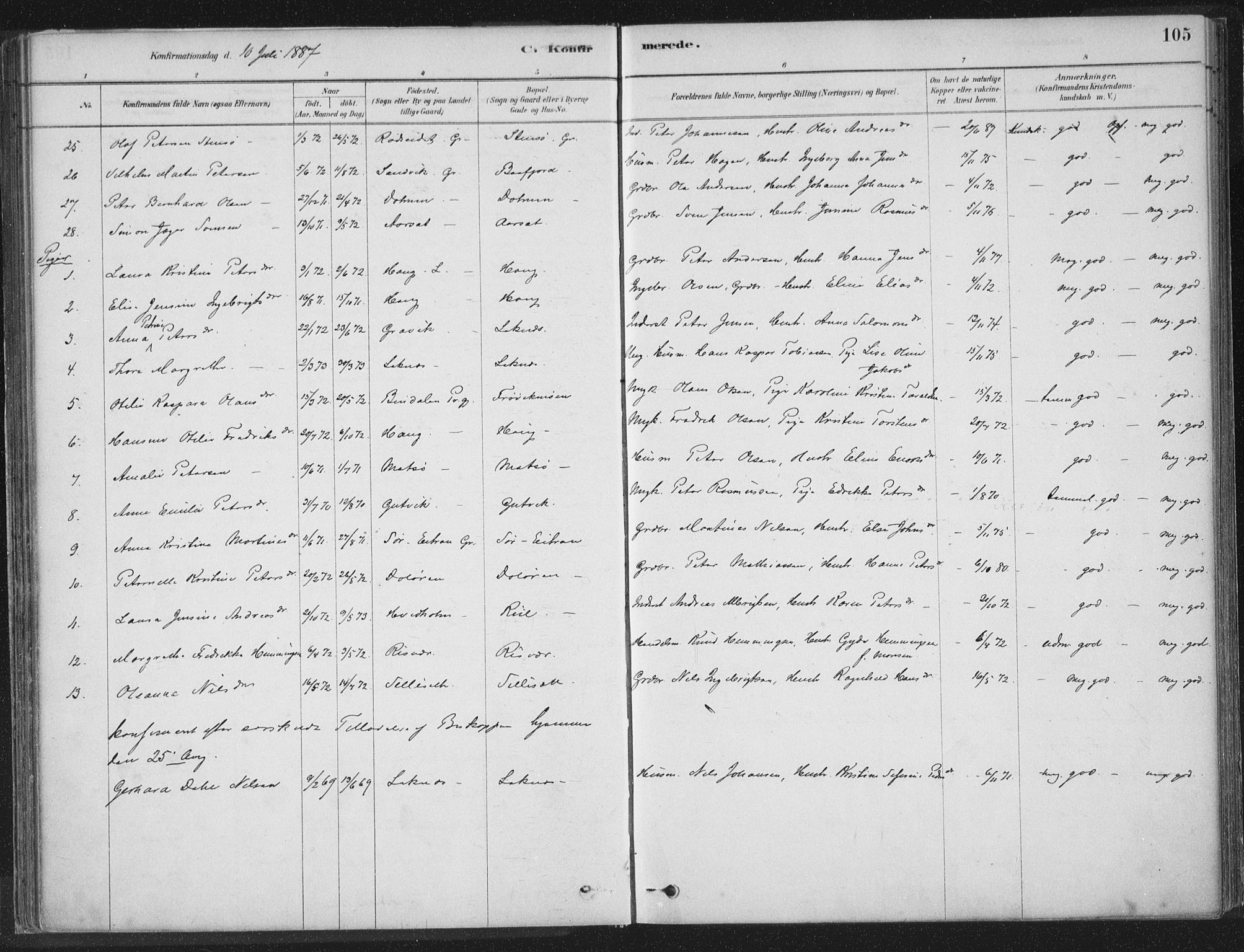 Ministerialprotokoller, klokkerbøker og fødselsregistre - Nord-Trøndelag, SAT/A-1458/788/L0697: Parish register (official) no. 788A04, 1878-1902, p. 105