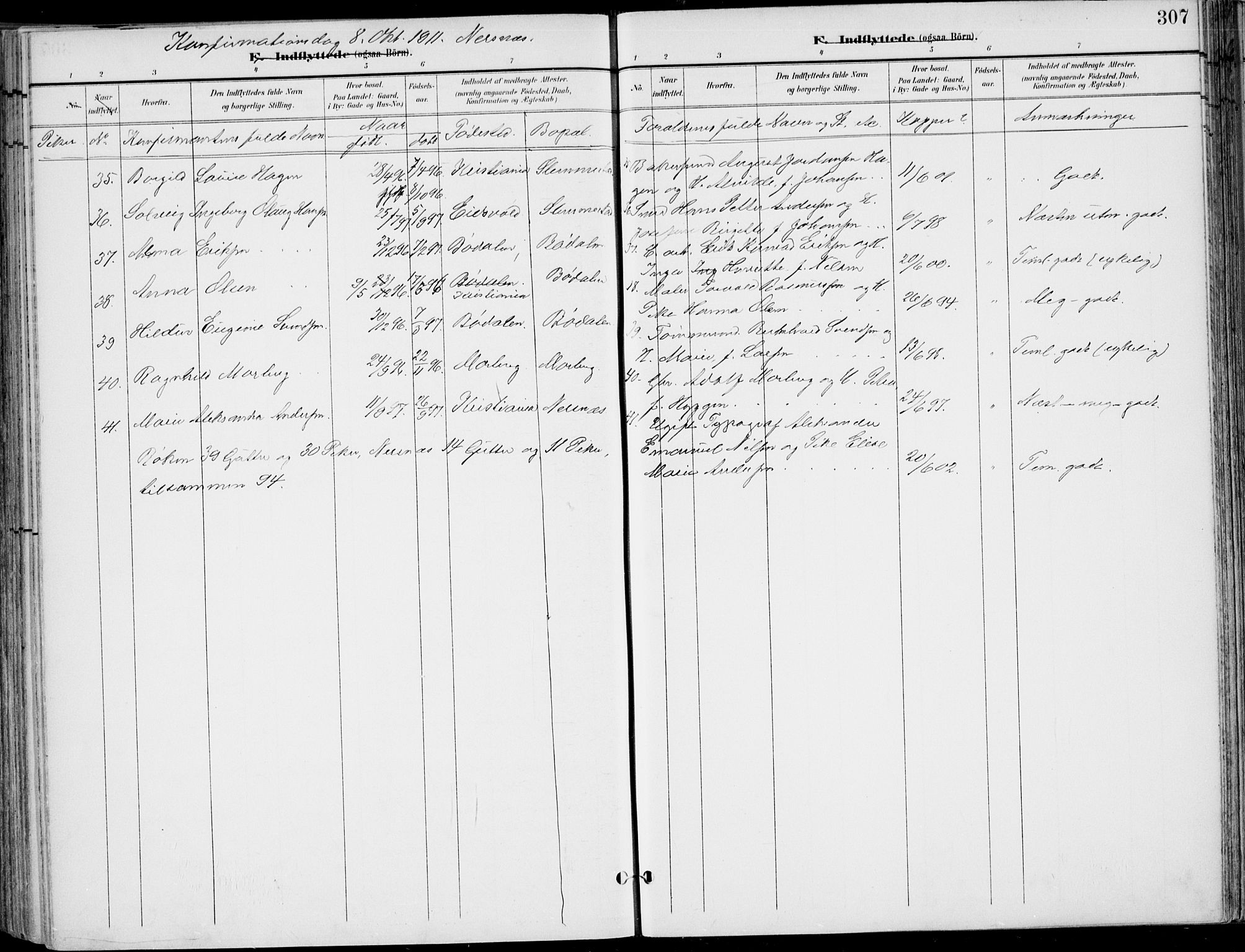 Røyken kirkebøker, AV/SAKO-A-241/F/Fa/L0009: Parish register (official) no. 9, 1898-1911, p. 307