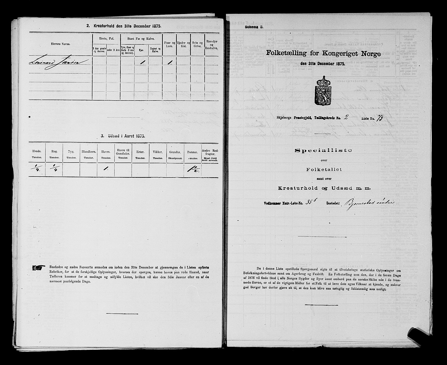 RA, 1875 census for 0115P Skjeberg, 1875, p. 372