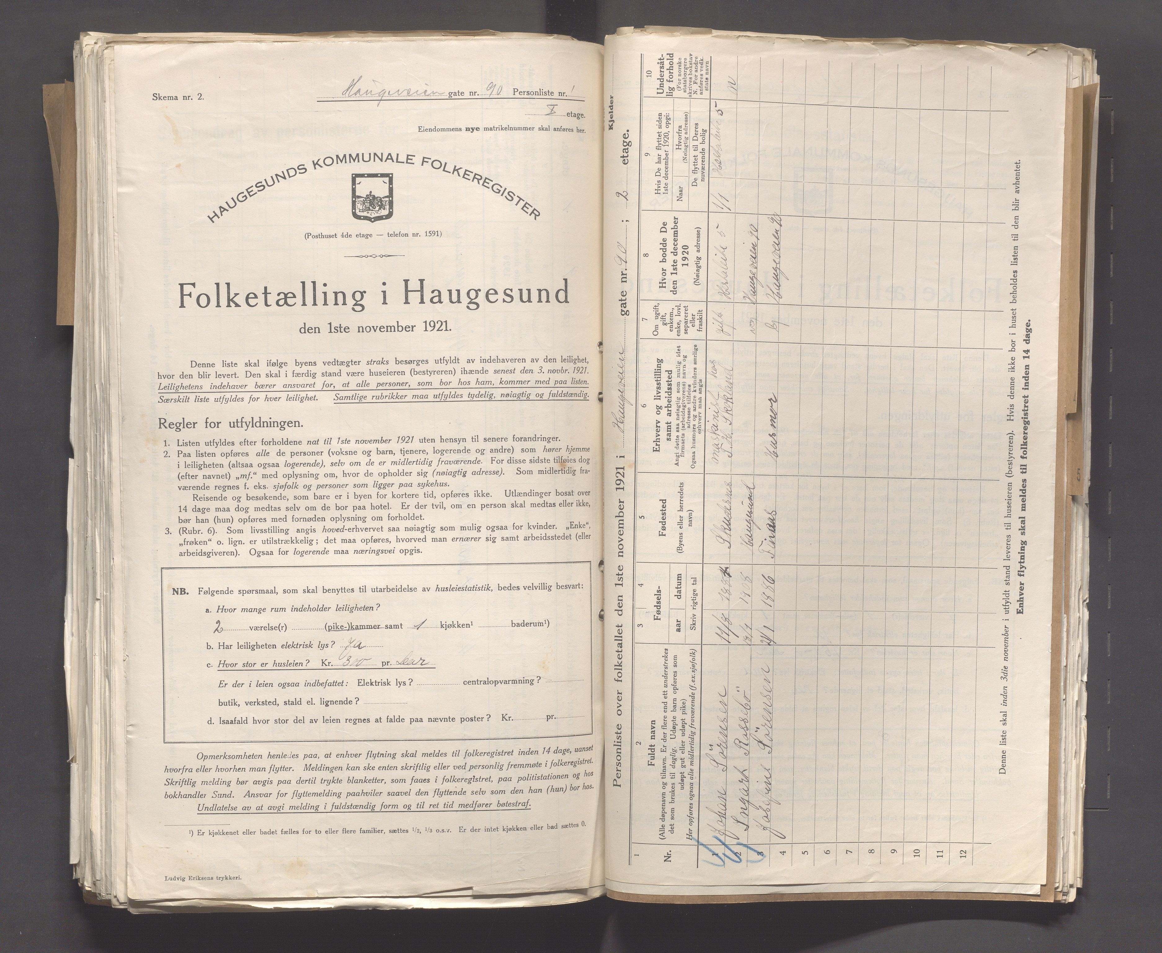 IKAR, Local census 1.11.1921 for Haugesund, 1921, p. 2166