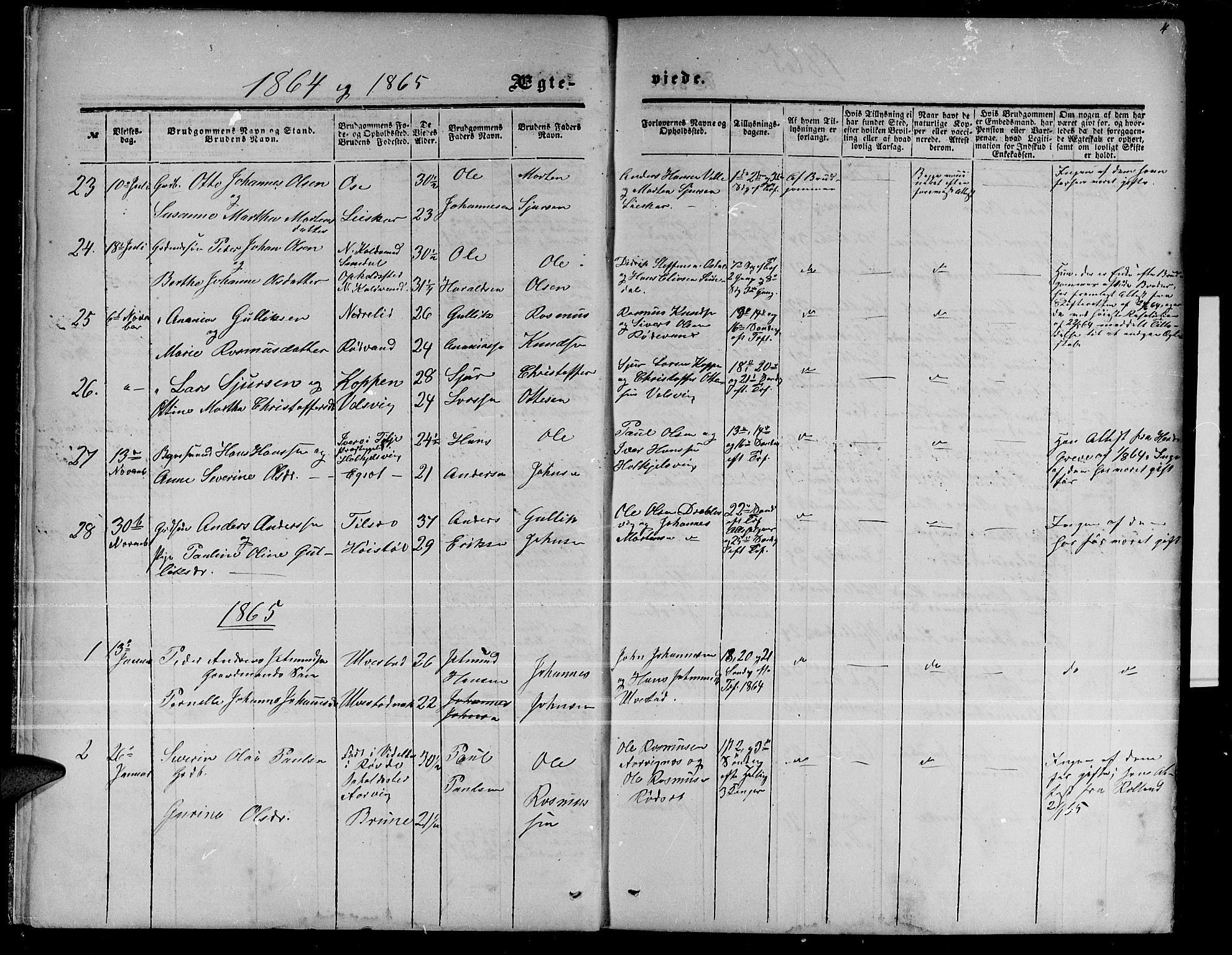 Ministerialprotokoller, klokkerbøker og fødselsregistre - Møre og Romsdal, AV/SAT-A-1454/511/L0157: Parish register (copy) no. 511C03, 1864-1884, p. 4