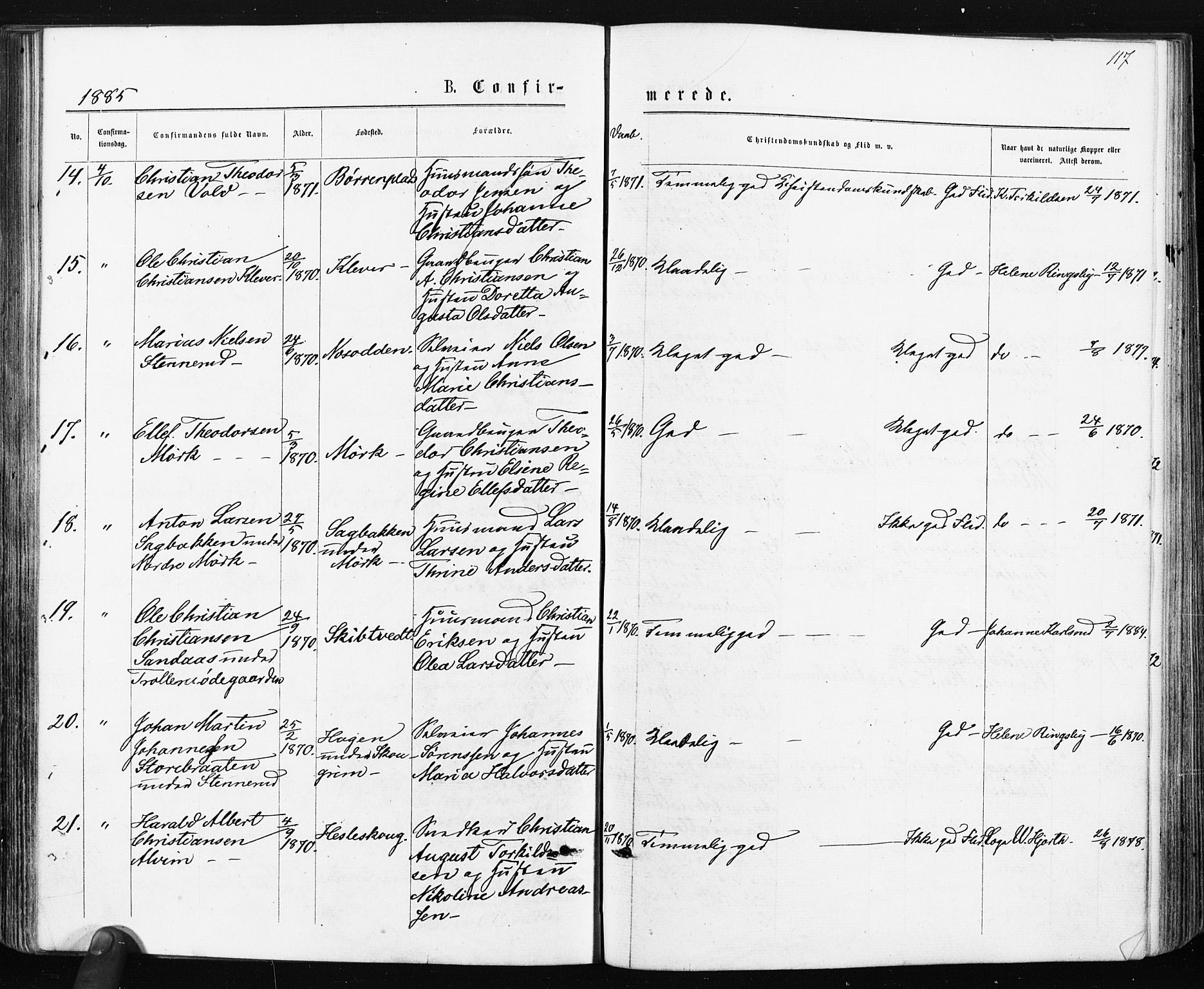 Spydeberg prestekontor Kirkebøker, AV/SAO-A-10924/F/Fa/L0007: Parish register (official) no. I 7, 1875-1885, p. 117