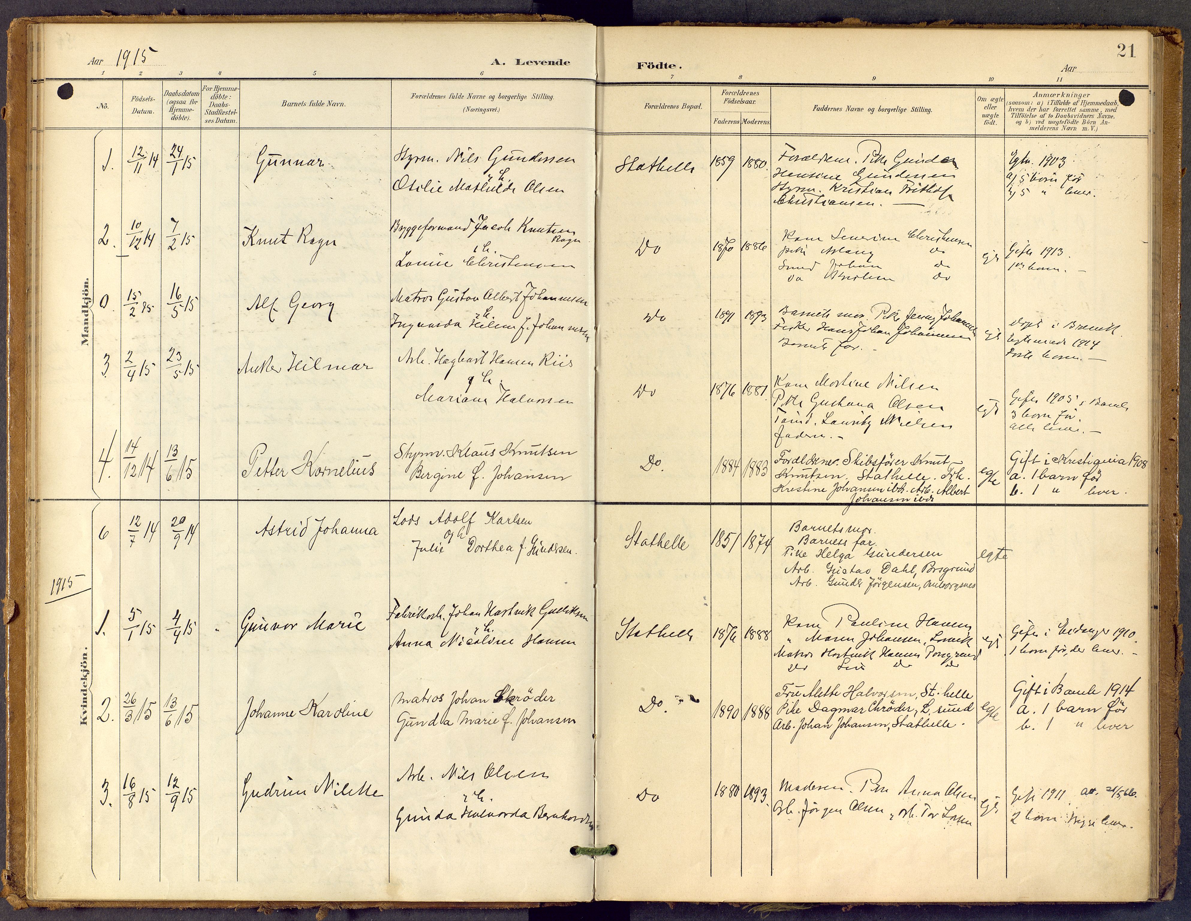 Bamble kirkebøker, SAKO/A-253/F/Fb/L0002: Parish register (official) no. II 2, 1900-1921, p. 21
