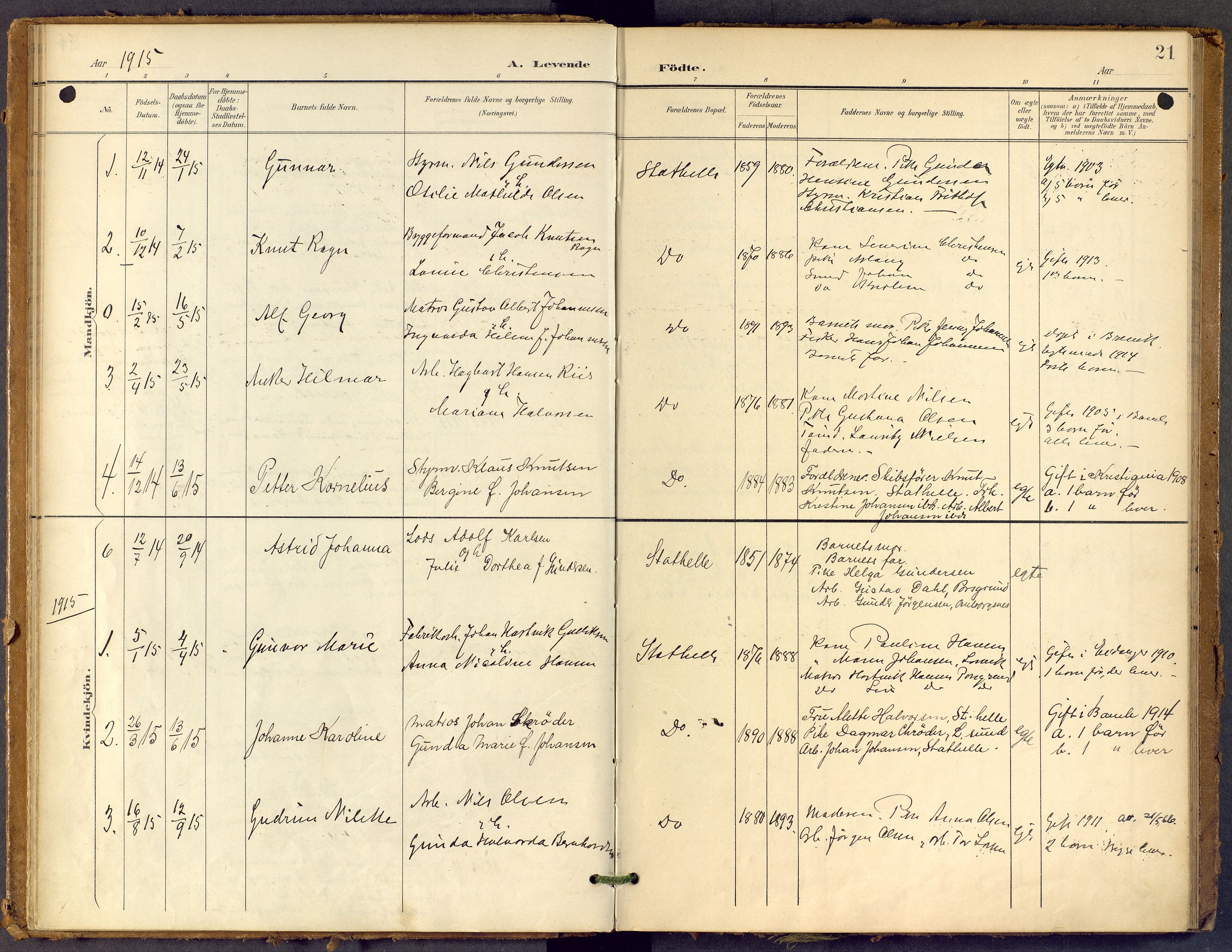 Bamble kirkebøker, AV/SAKO-A-253/F/Fb/L0002: Parish register (official) no. II 2, 1900-1921, p. 21