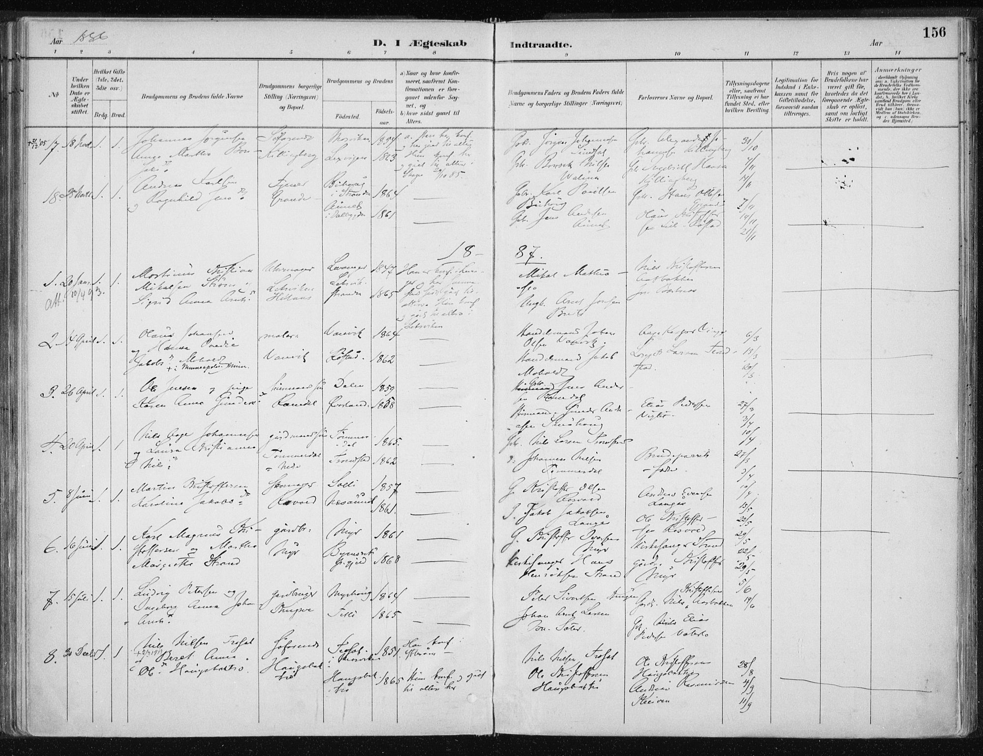 Ministerialprotokoller, klokkerbøker og fødselsregistre - Nord-Trøndelag, SAT/A-1458/701/L0010: Parish register (official) no. 701A10, 1883-1899, p. 156