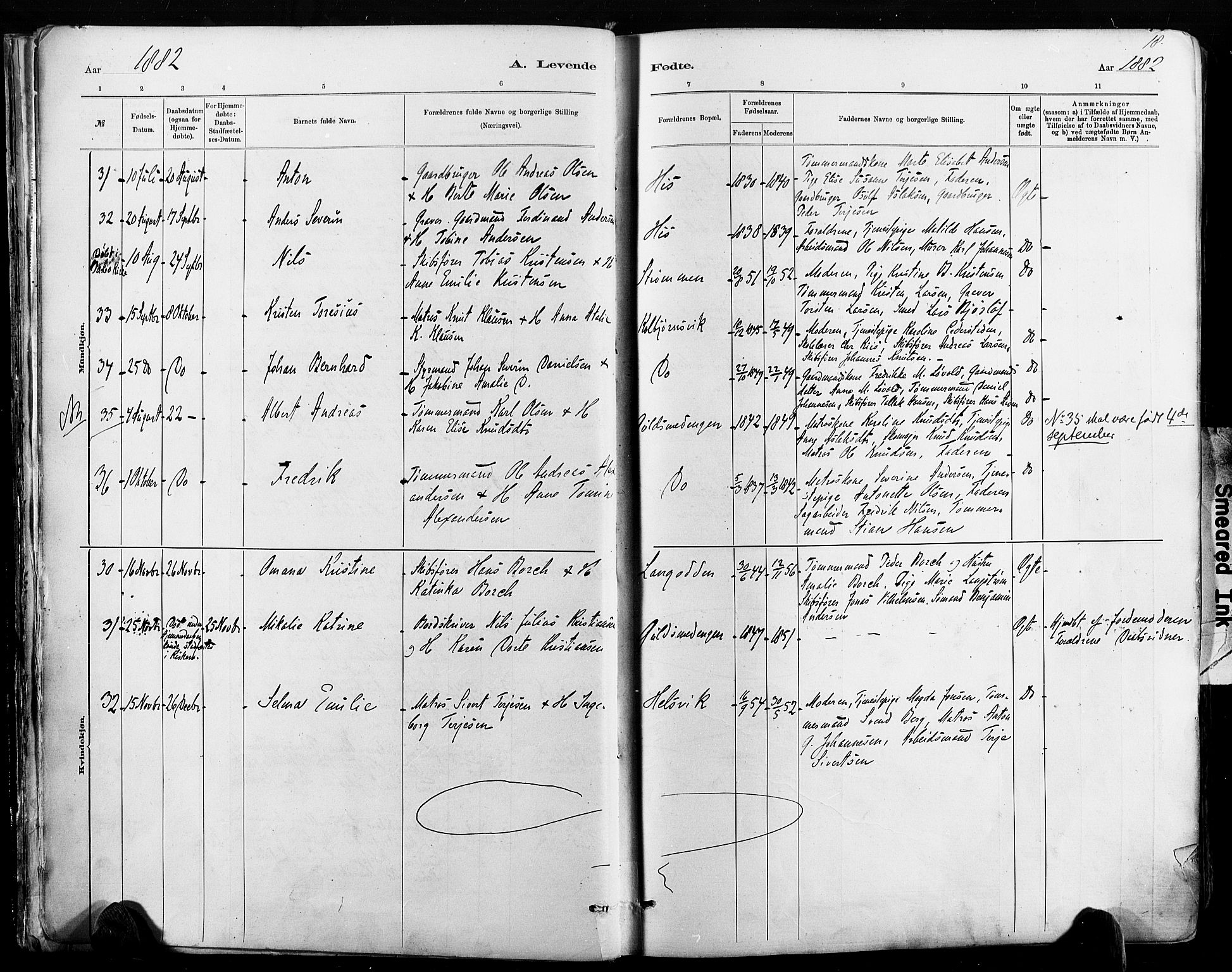 Hisøy sokneprestkontor, AV/SAK-1111-0020/F/Fa/L0003: Parish register (official) no. A 3, 1881-1894, p. 18