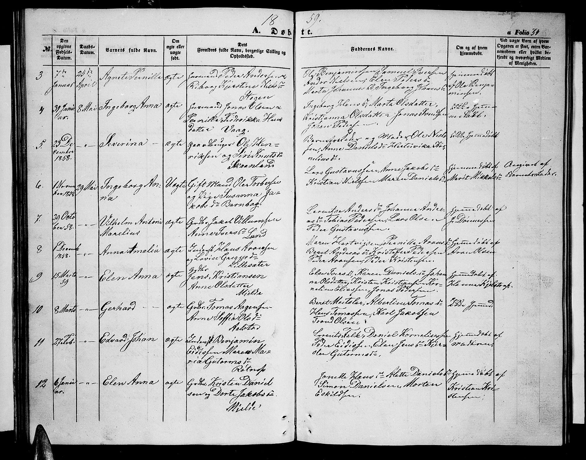 Ministerialprotokoller, klokkerbøker og fødselsregistre - Nordland, SAT/A-1459/855/L0814: Parish register (copy) no. 855C03, 1851-1864, p. 34