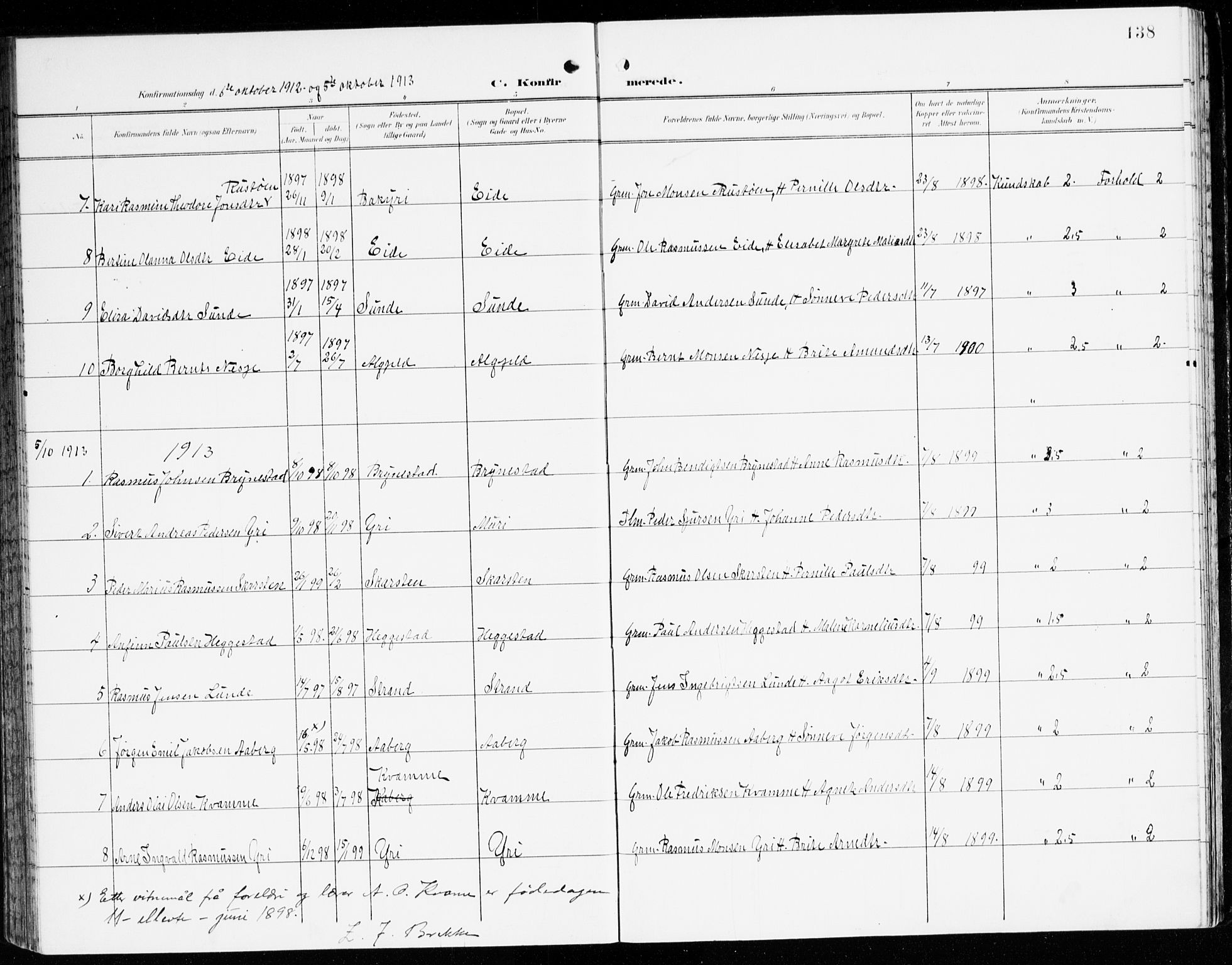 Innvik sokneprestembete, AV/SAB-A-80501: Parish register (official) no. C 2, 1900-1920, p. 138