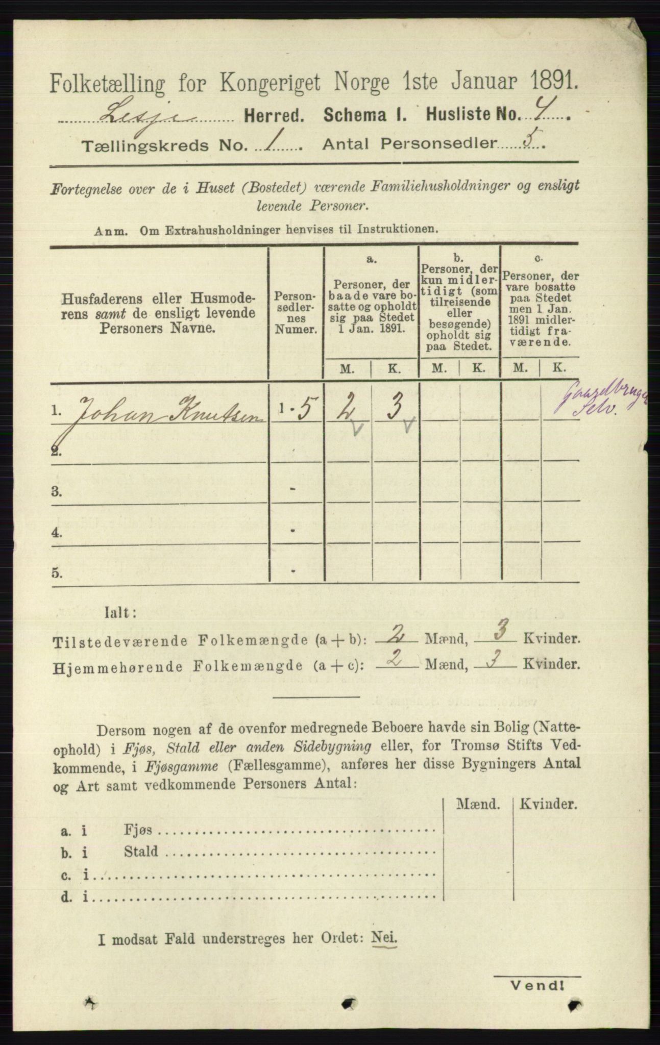 RA, 1891 census for 0512 Lesja, 1891, p. 26