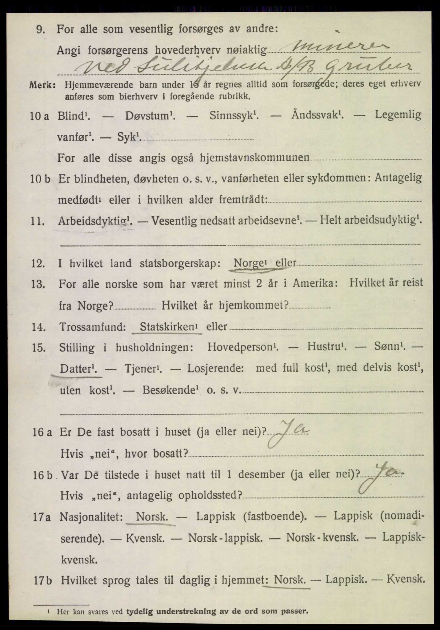 SAT, 1920 census for Fauske, 1920, p. 9631