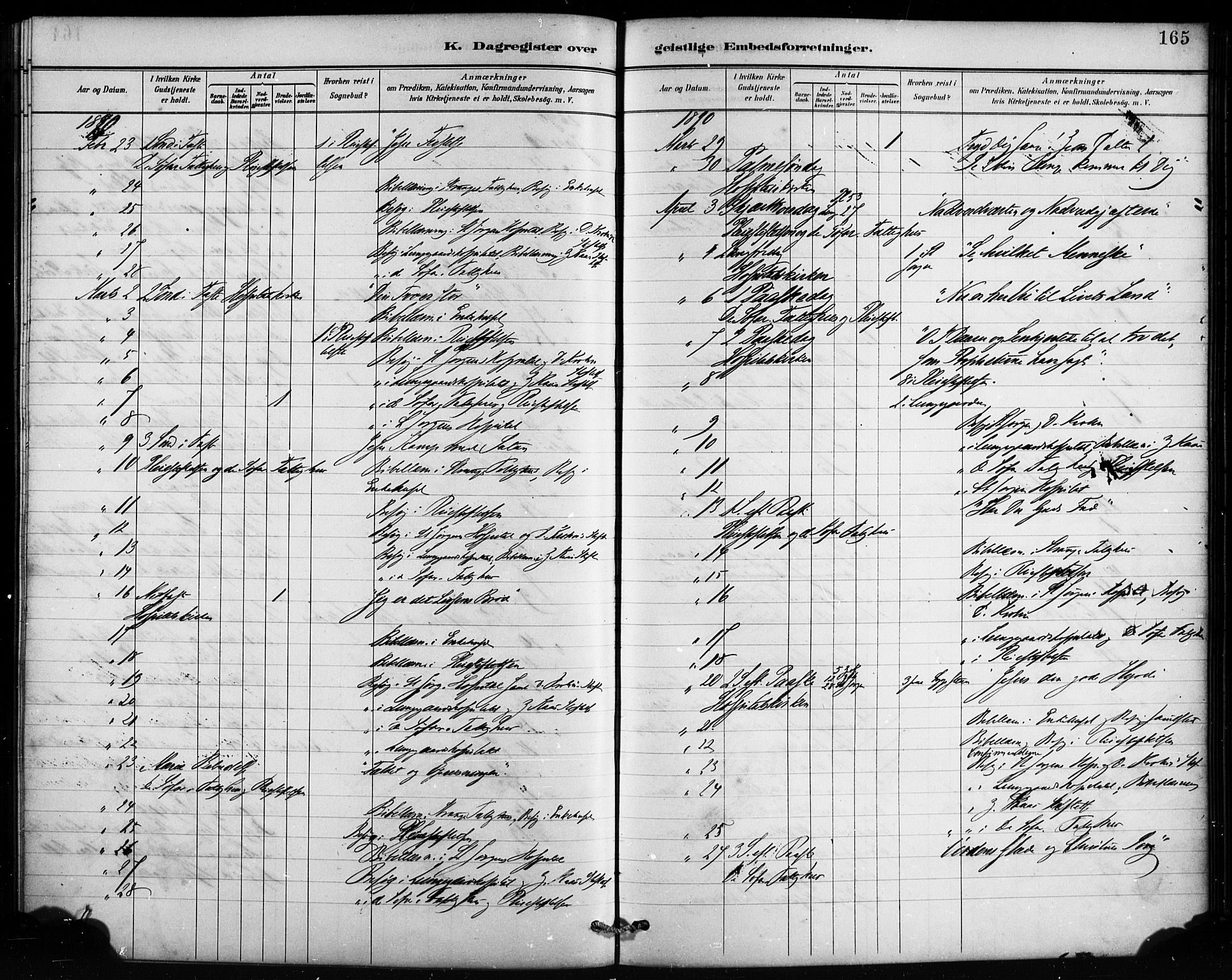 St. Jørgens hospital og Årstad sokneprestembete, AV/SAB-A-99934: Parish register (official) no. A 13, 1886-1906, p. 165