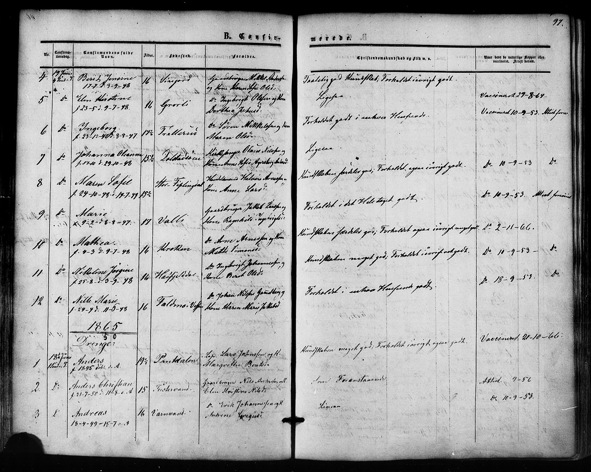 Ministerialprotokoller, klokkerbøker og fødselsregistre - Nordland, AV/SAT-A-1459/823/L0324: Parish register (official) no. 823A01, 1860-1878, p. 97