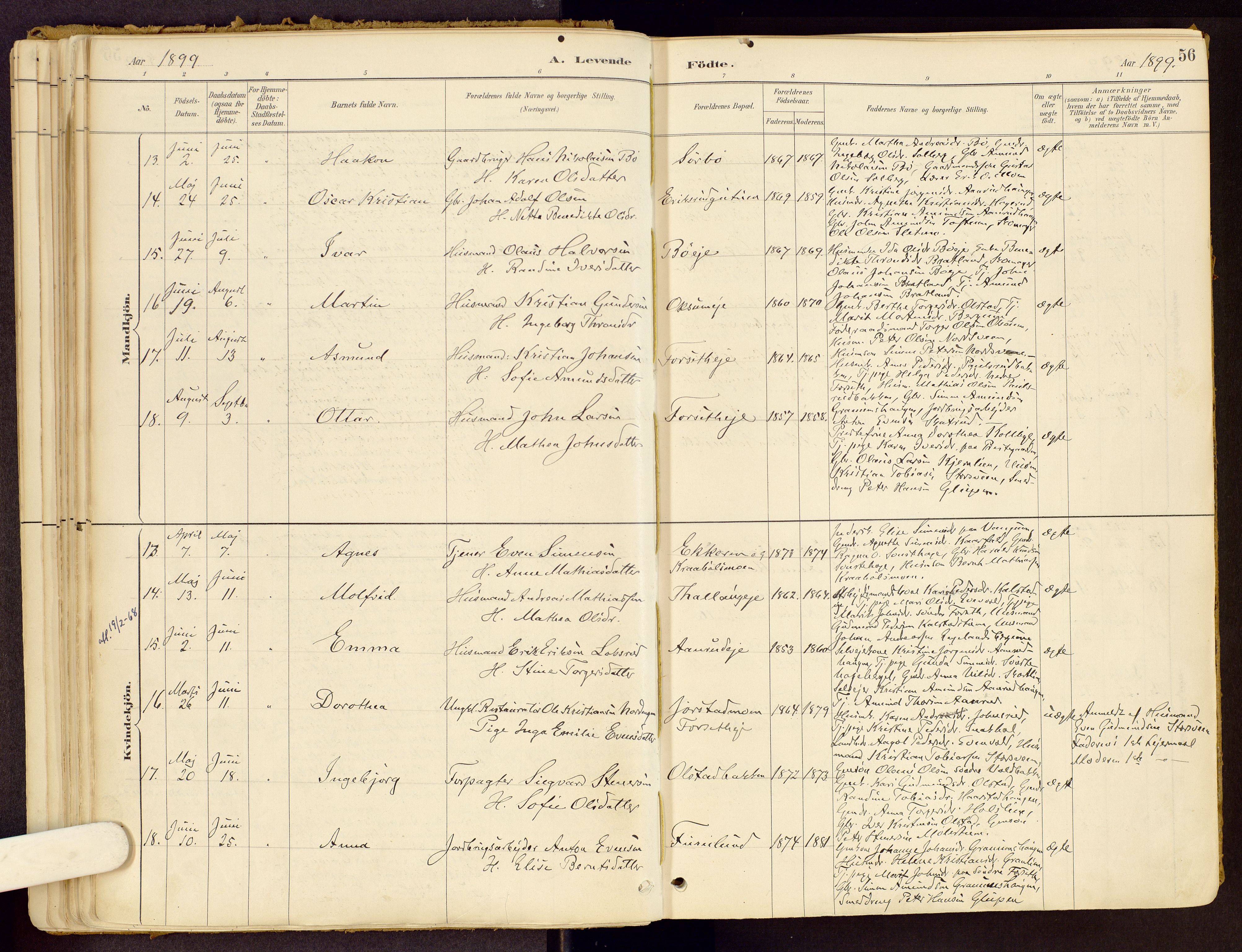 Vestre Gausdal prestekontor, AV/SAH-PREST-094/H/Ha/Haa/L0001: Parish register (official) no. 1, 1887-1914, p. 56