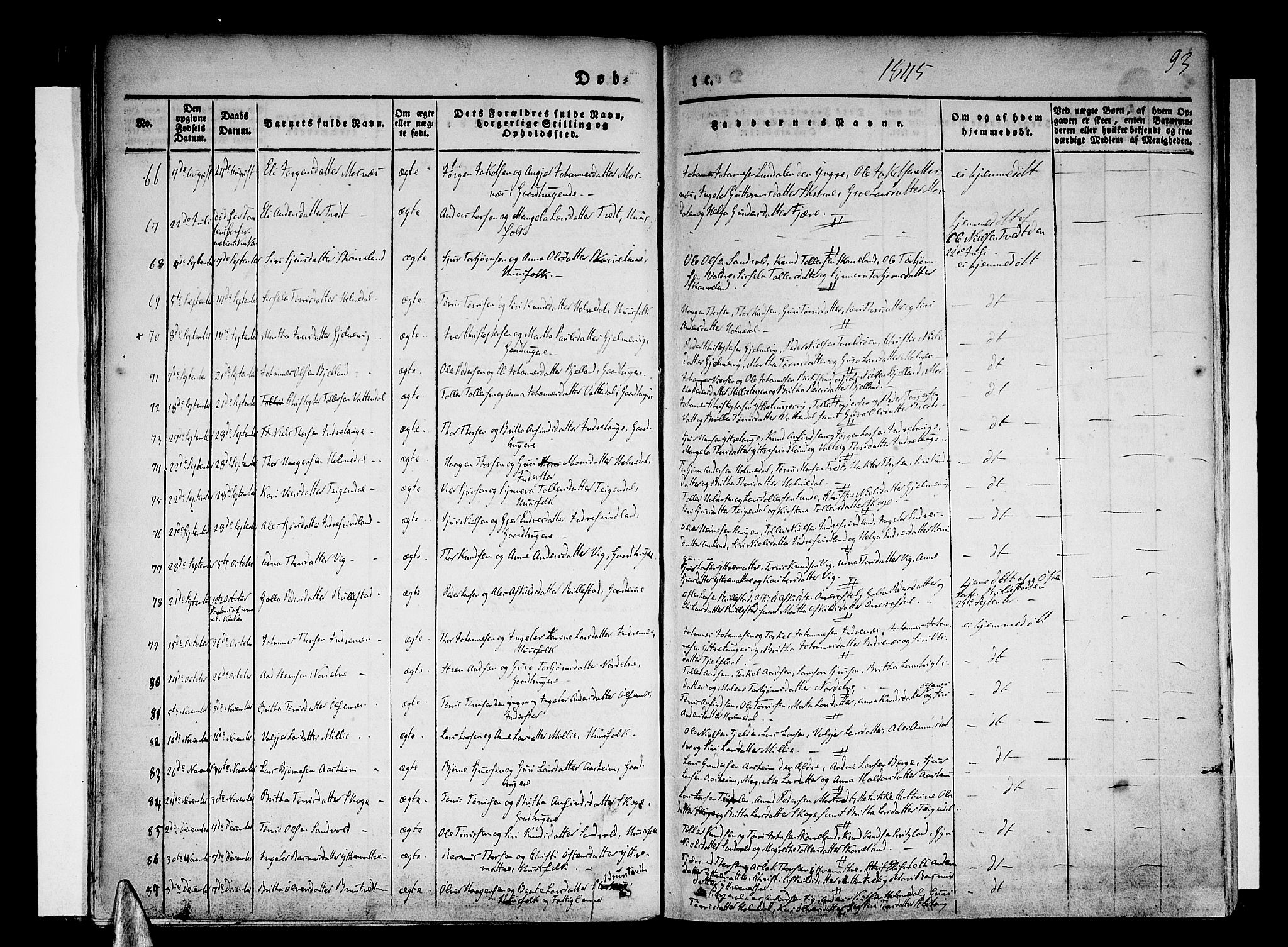 Skånevik sokneprestembete, AV/SAB-A-77801/H/Haa: Parish register (official) no. A 4, 1828-1848, p. 93