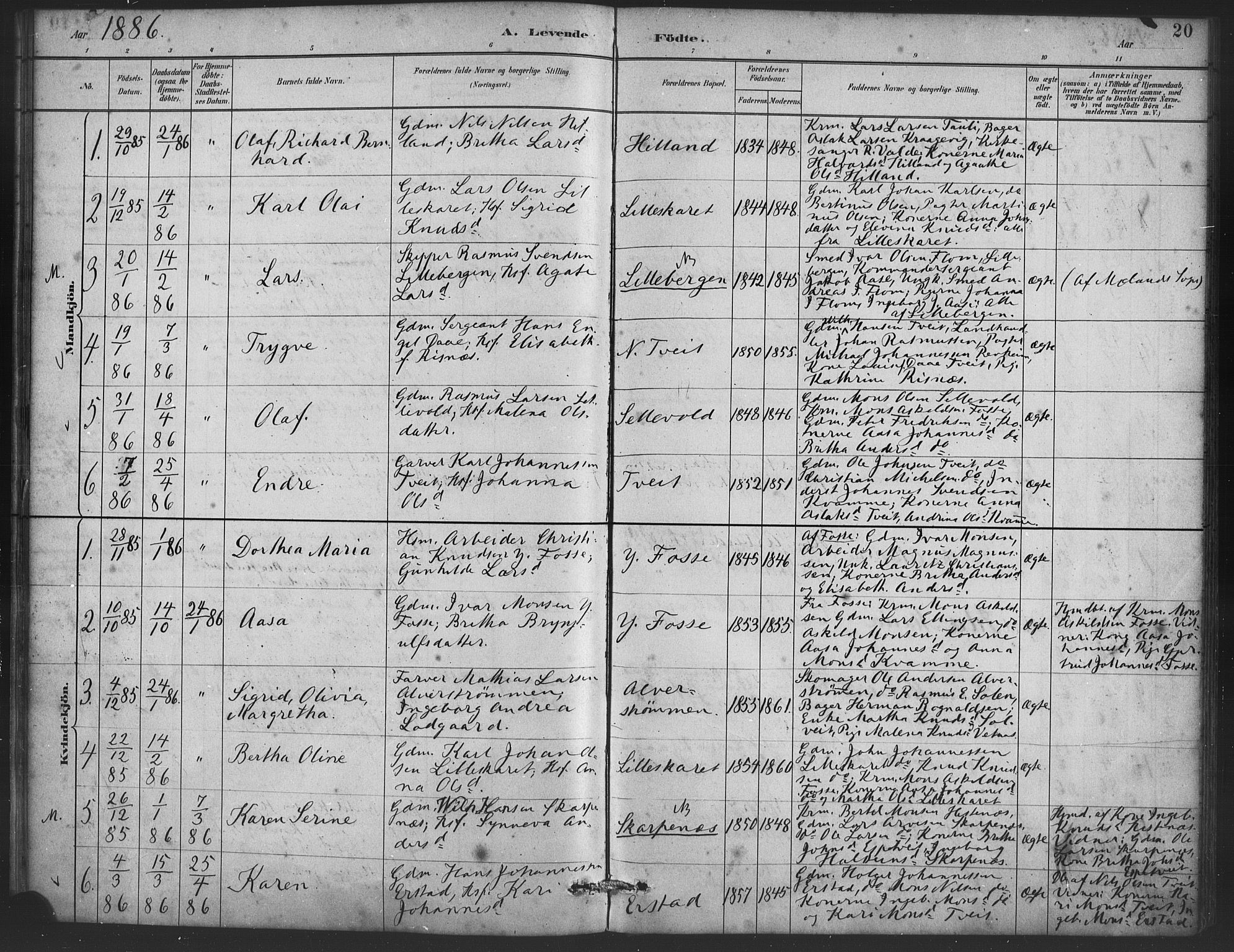 Alversund Sokneprestembete, AV/SAB-A-73901/H/Ha/Haa/Haaa/L0001: Parish register (official) no. A 1, 1882-1896, p. 20