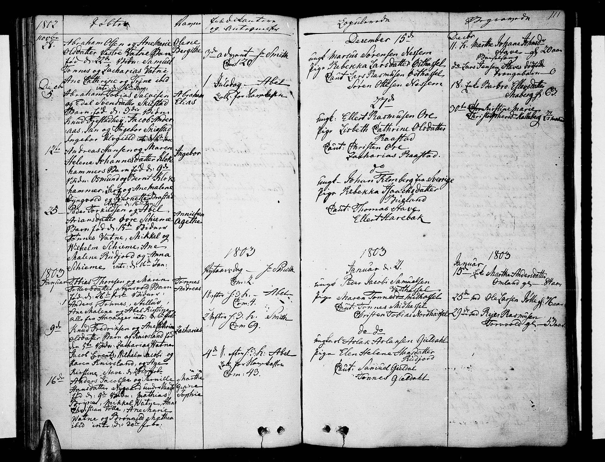 Lista sokneprestkontor, SAK/1111-0027/F/Fa/L0005: Parish register (official) no. A 5, 1795-1823, p. 111
