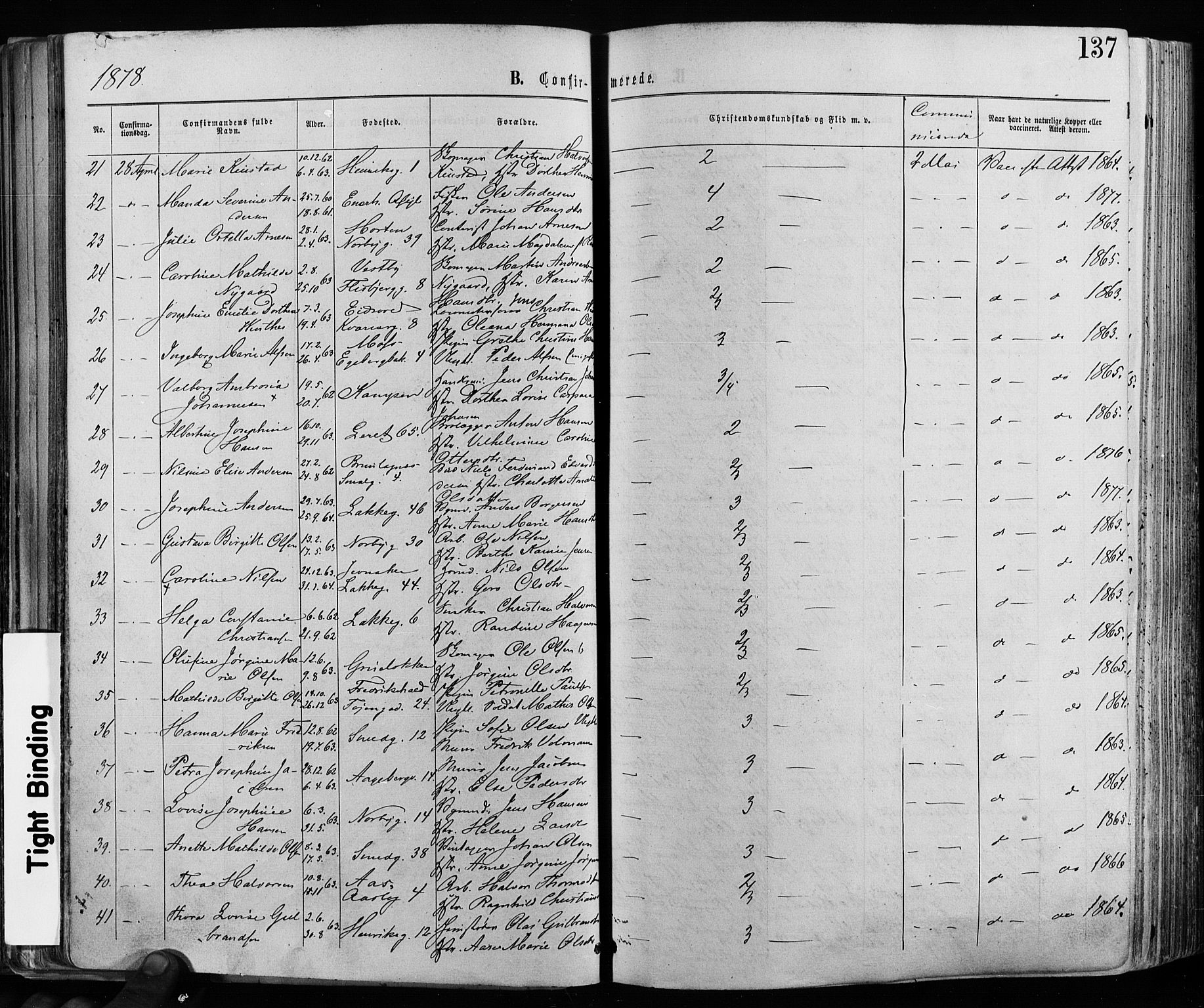 Grønland prestekontor Kirkebøker, AV/SAO-A-10848/F/Fa/L0005: Parish register (official) no. 5, 1869-1880, p. 137