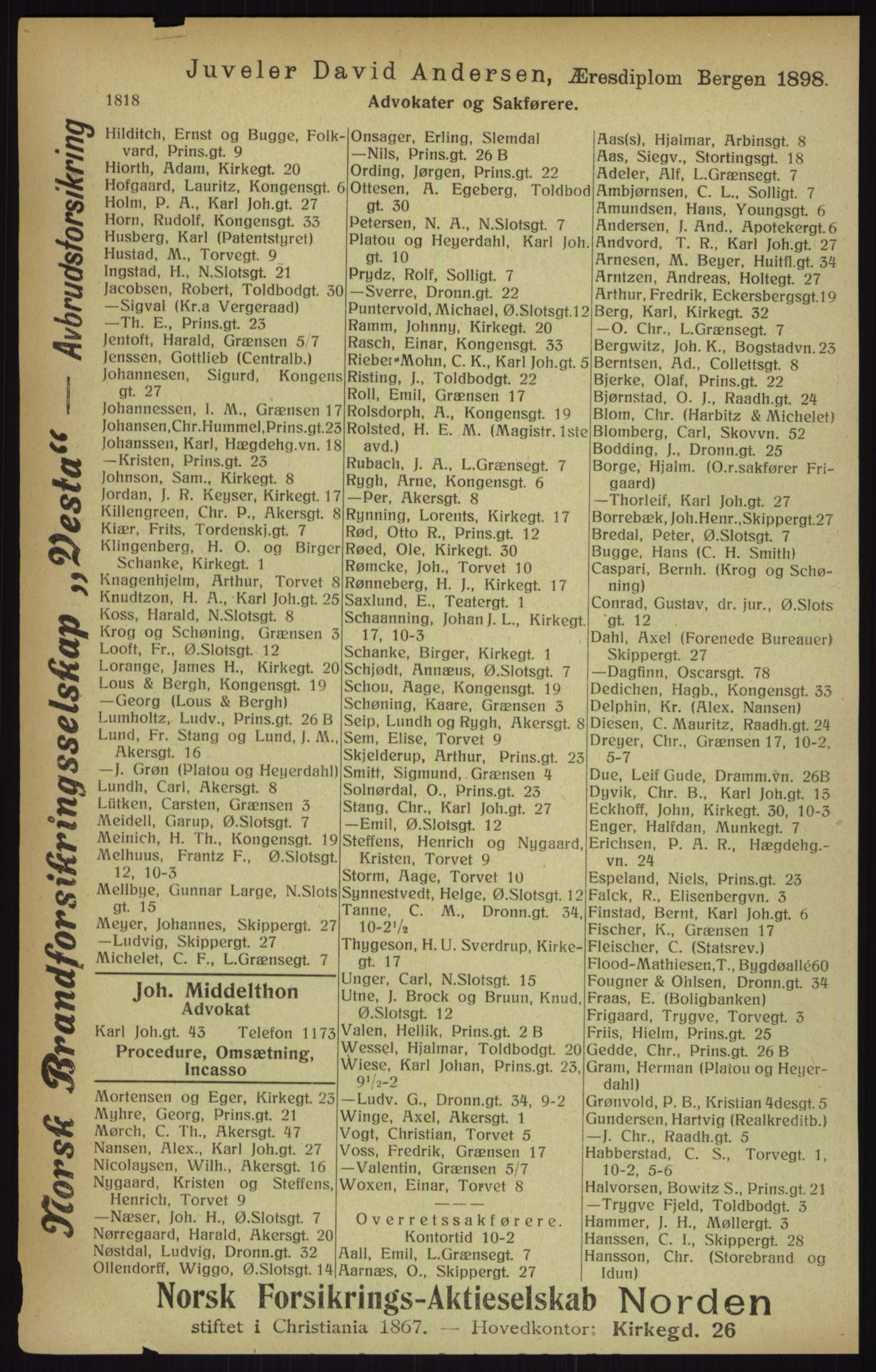 Kristiania/Oslo adressebok, PUBL/-, 1916, p. 1818