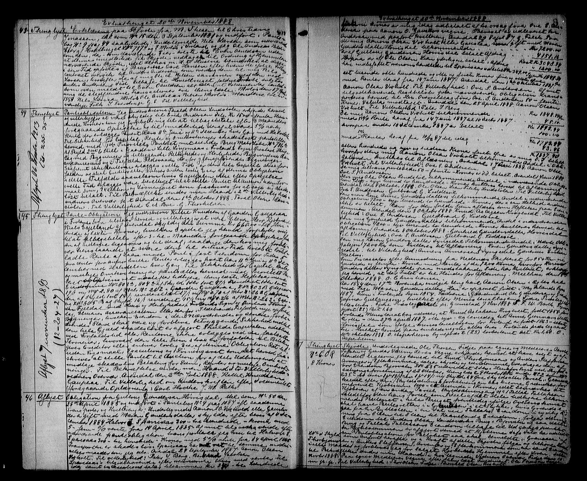 Nedenes sorenskriveri, AV/SAK-1221-0006/G/Gb/Gba/L0014: Mortgage book no. 11, 1888-1892, p. 8