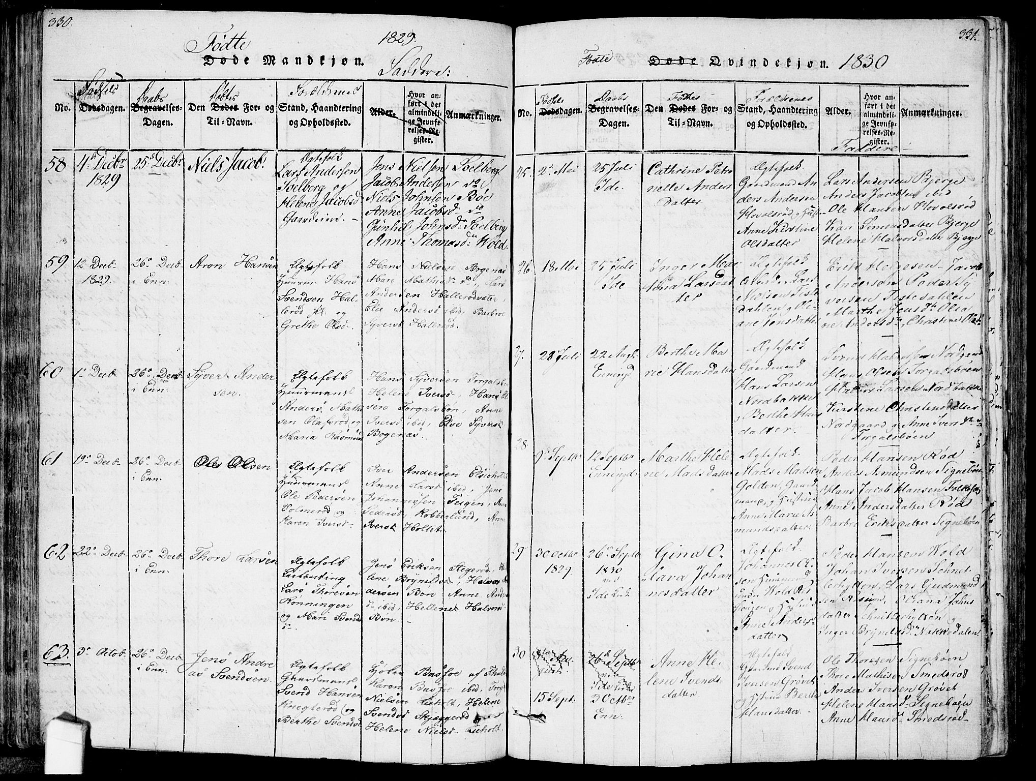 Idd prestekontor Kirkebøker, AV/SAO-A-10911/F/Fc/L0002: Parish register (official) no. III 2, 1815-1831, p. 330-331