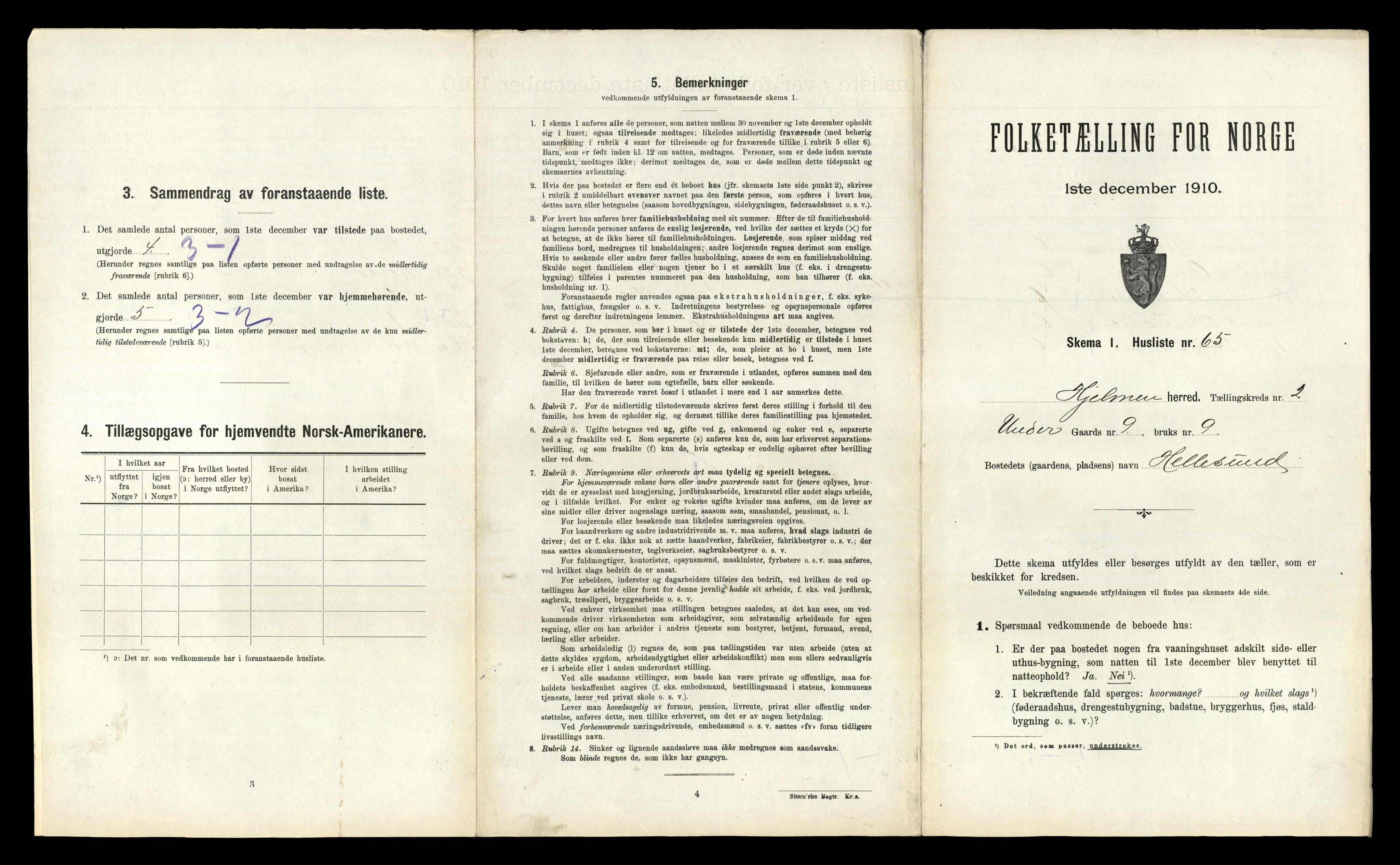 RA, 1910 census for Hjelme, 1910, p. 264