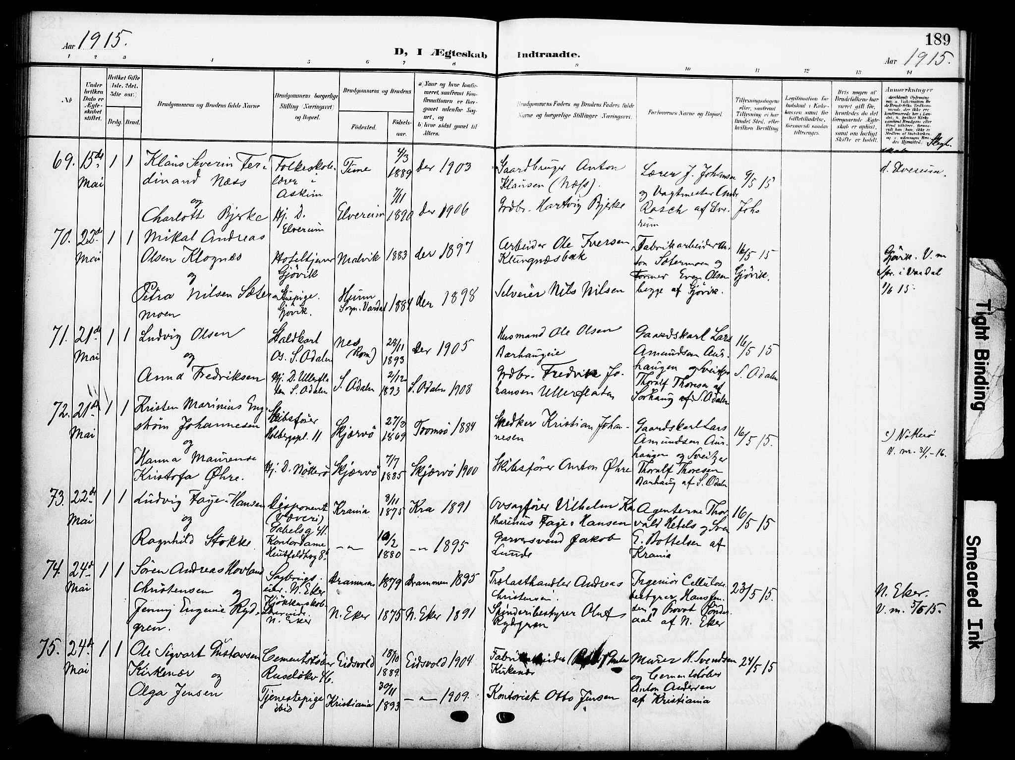 Johannes prestekontor Kirkebøker, AV/SAO-A-10852/F/Fa/L0010: Parish register (official) no. 10, 1907-1919, p. 189