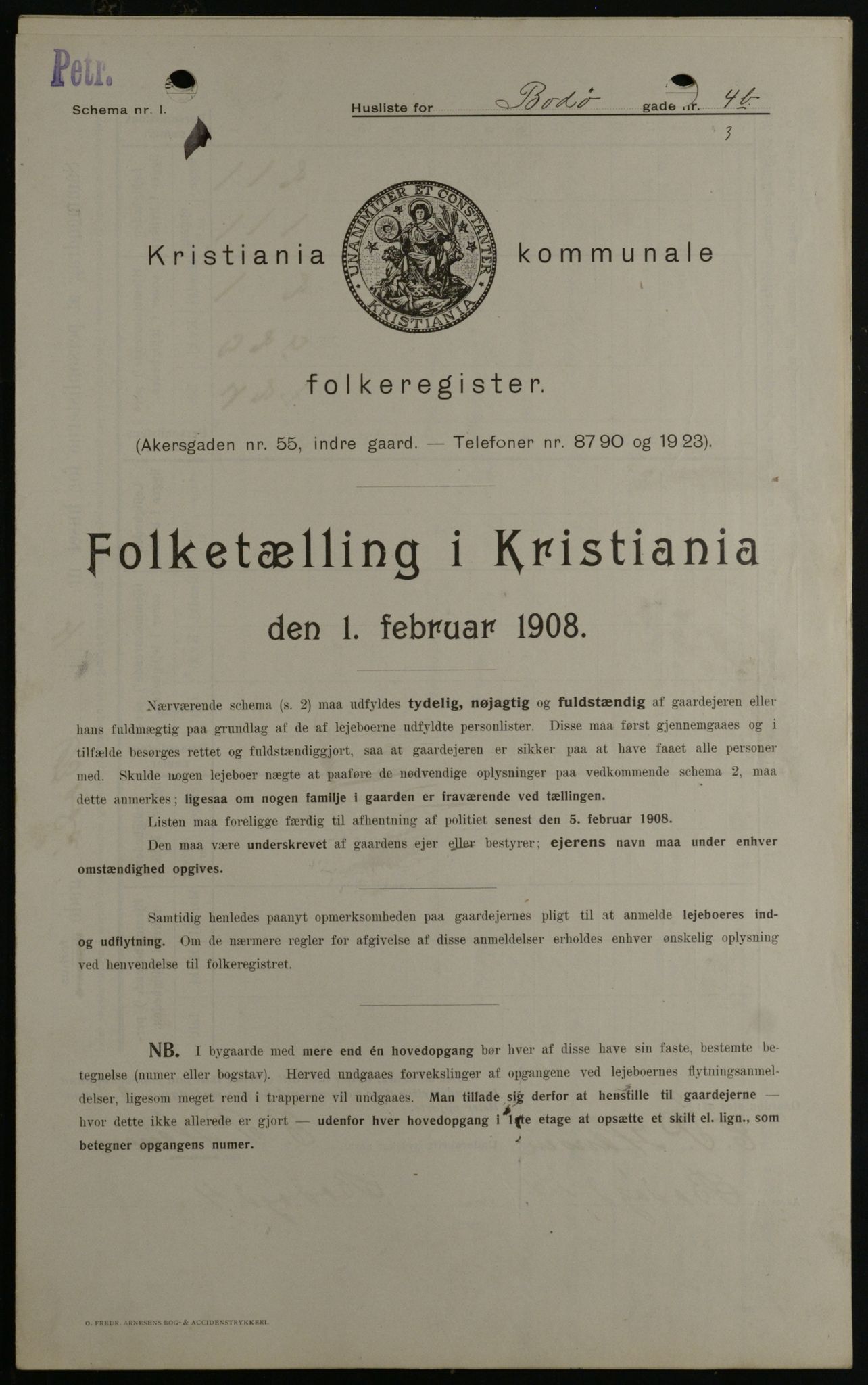 OBA, Municipal Census 1908 for Kristiania, 1908, p. 6552