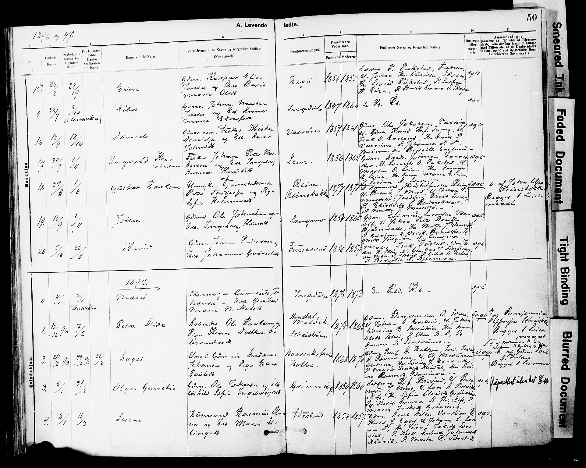 Ministerialprotokoller, klokkerbøker og fødselsregistre - Sør-Trøndelag, AV/SAT-A-1456/646/L0615: Parish register (official) no. 646A13, 1885-1900, p. 50