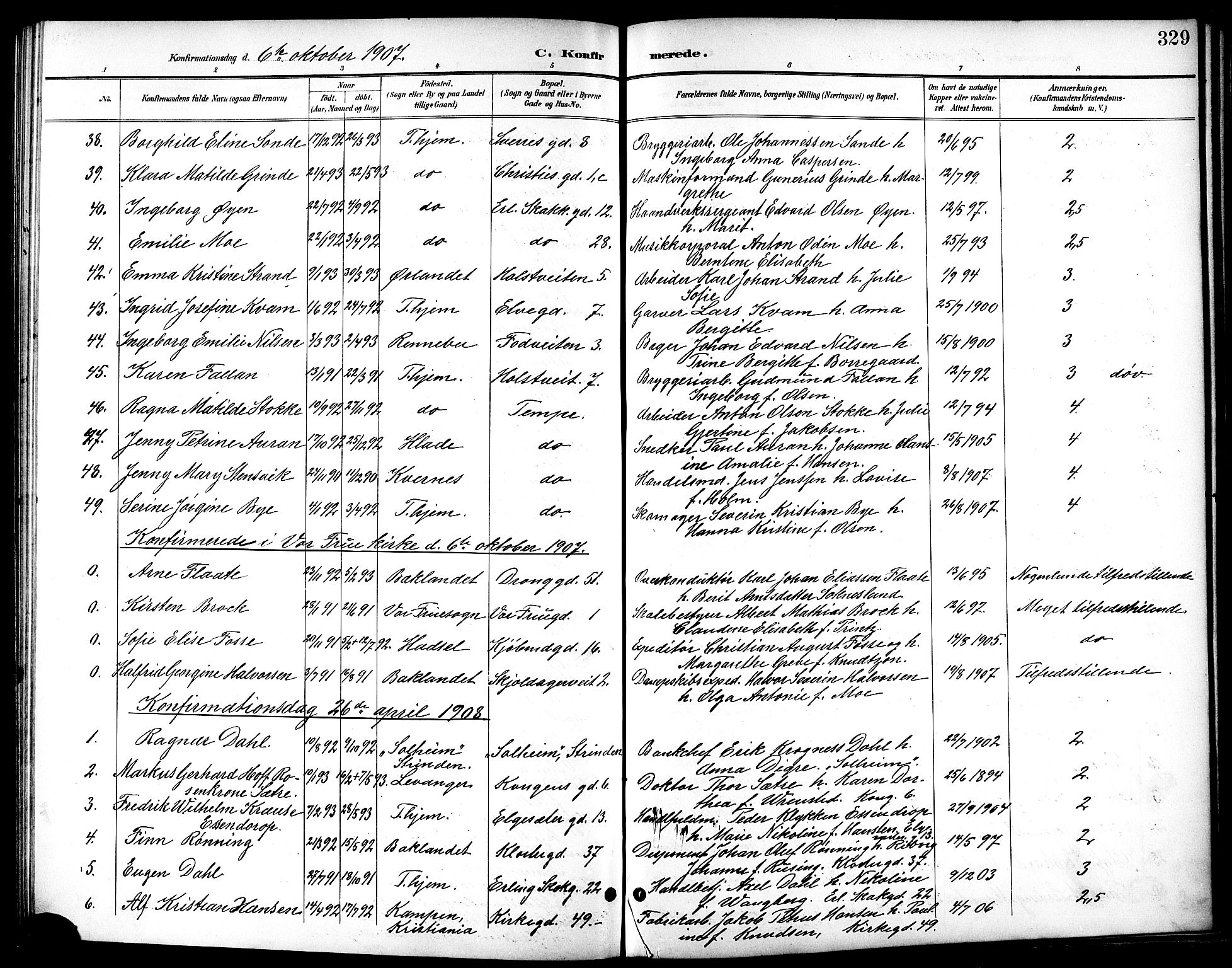 Ministerialprotokoller, klokkerbøker og fødselsregistre - Sør-Trøndelag, SAT/A-1456/601/L0094: Parish register (copy) no. 601C12, 1898-1911, p. 329