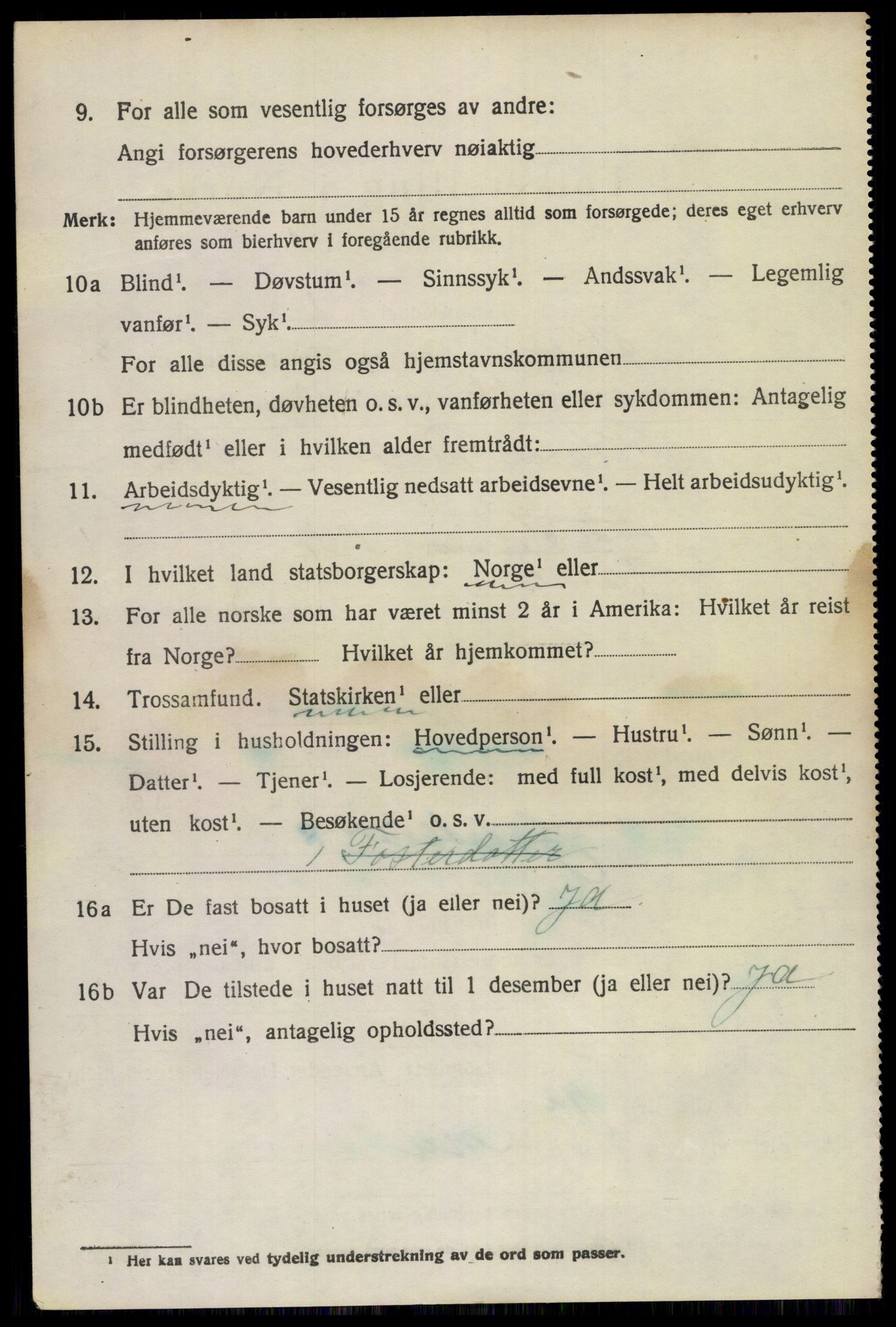 SAKO, 1920 census for Bamble, 1920, p. 4300