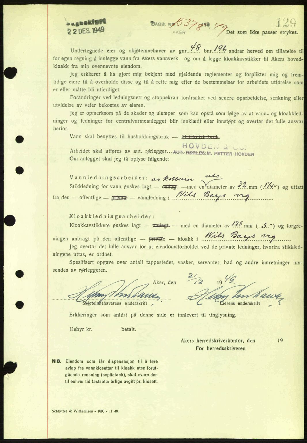 Oslo byskriverembete, AV/SAO-A-10227/G/Gb/Gbd/Gbda/L0017: Mortgage book no. A215, 1949-1950, Diary no: : 15378/1949