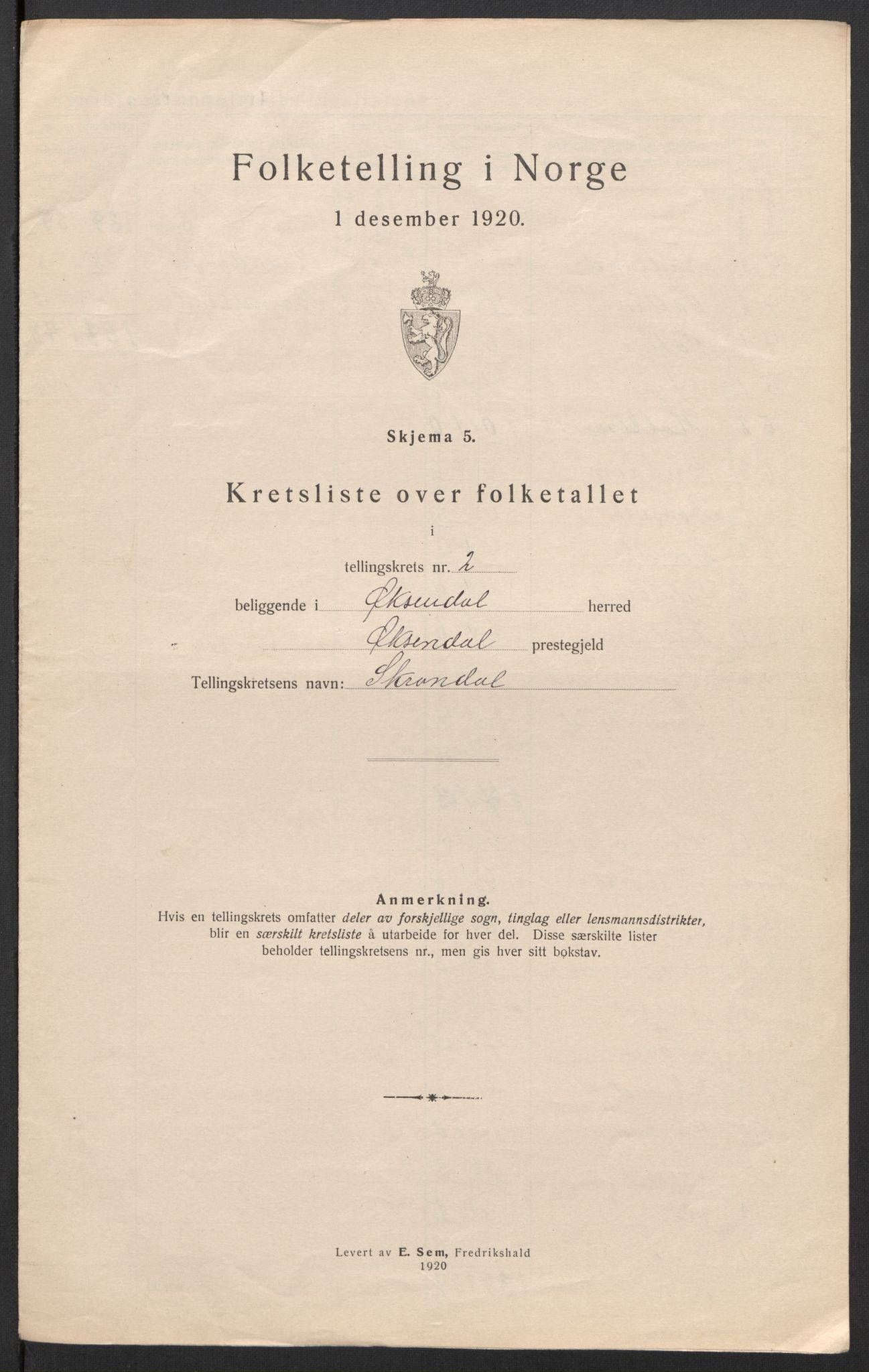 SAT, 1920 census for Øksendal, 1920, p. 12