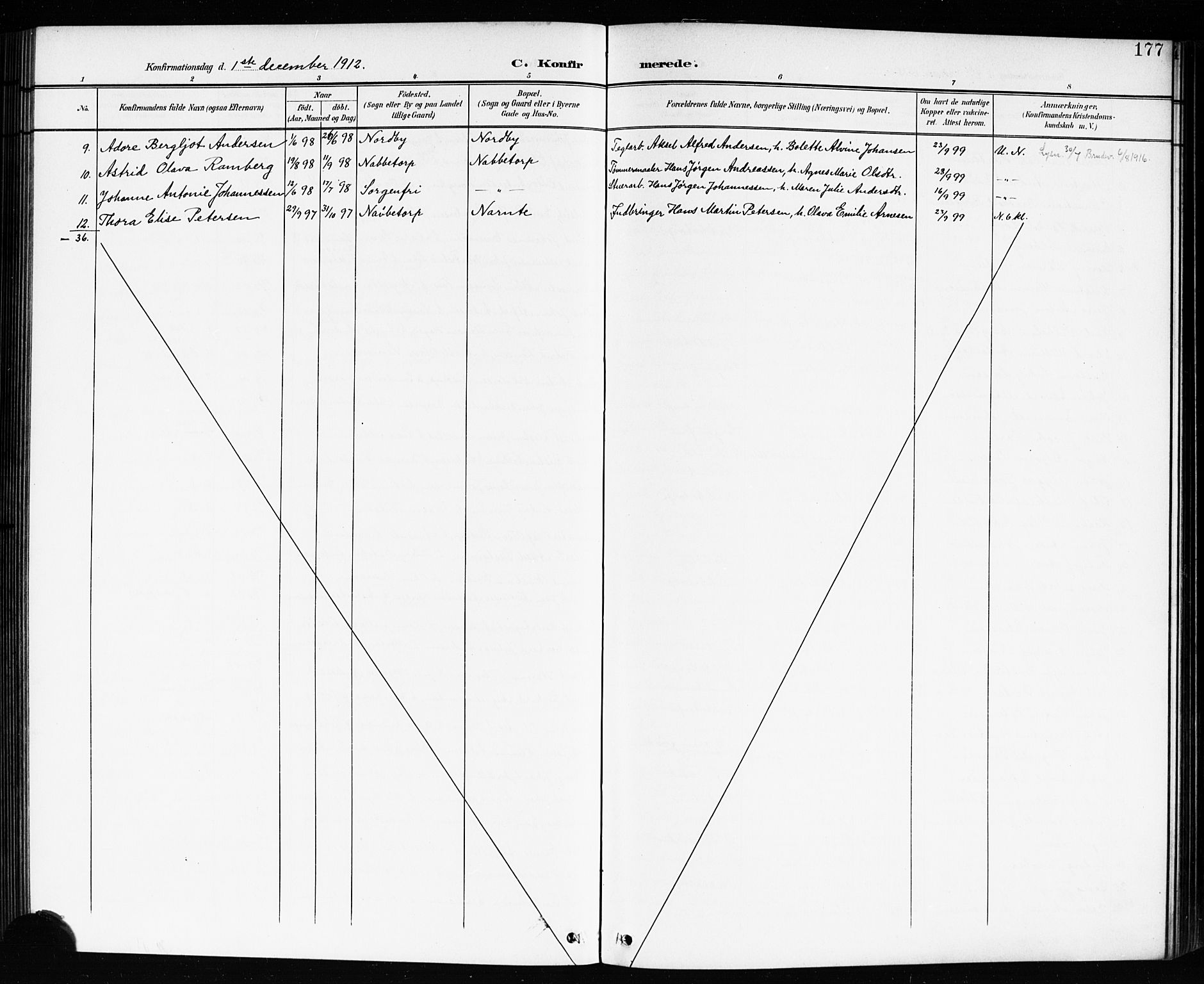 Østre Fredrikstad prestekontor Kirkebøker, SAO/A-10907/G/Ga/L0002: Parish register (copy) no. 2, 1900-1919, p. 177