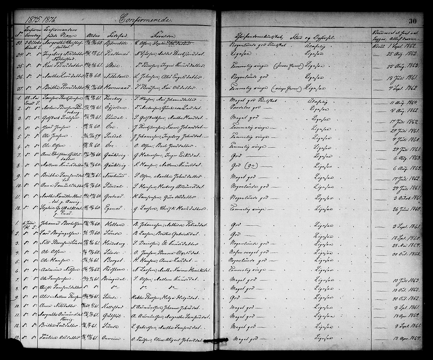 Kvinnherad sokneprestembete, SAB/A-76401/H/Haa: Parish register (official) no. A 10, 1867-1886, p. 30